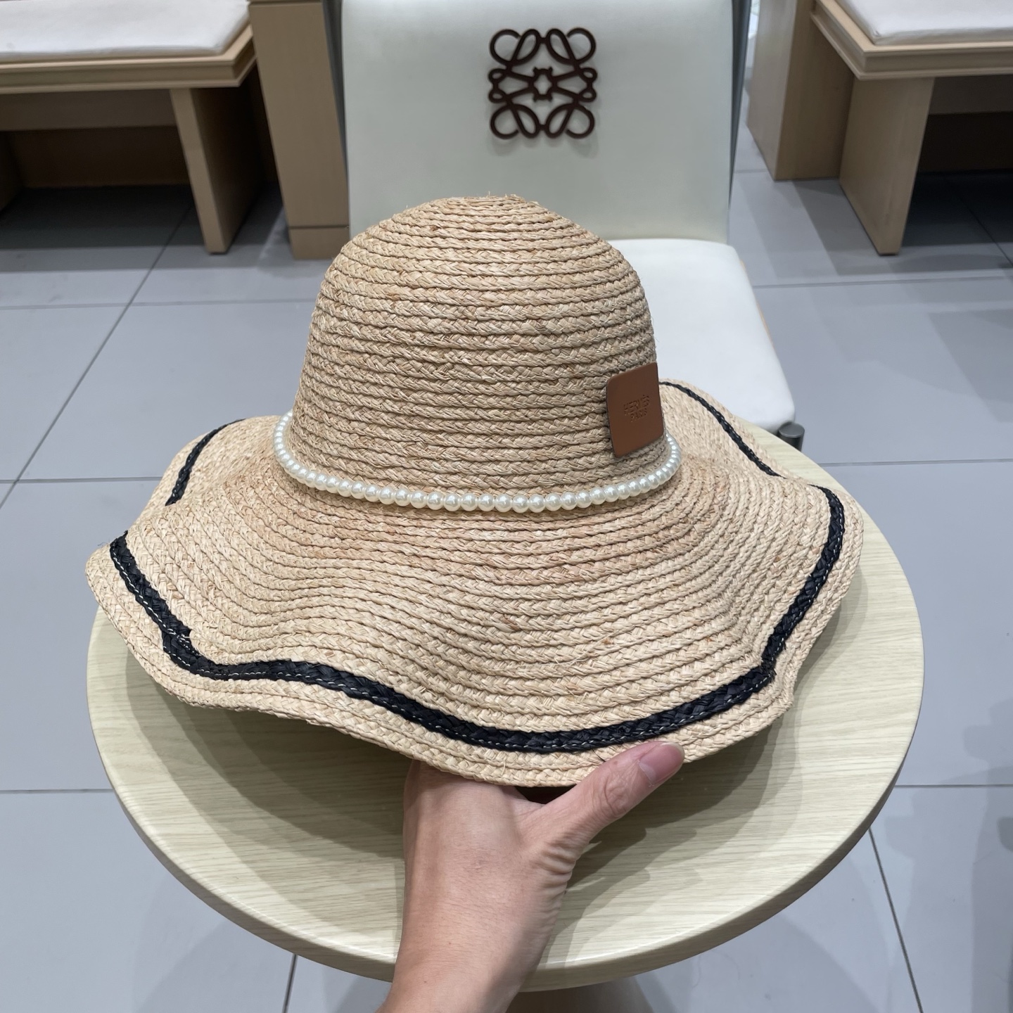 爱马仕miumiu缪缪拉菲草帽，纯手工钩织供不应求 头围57c