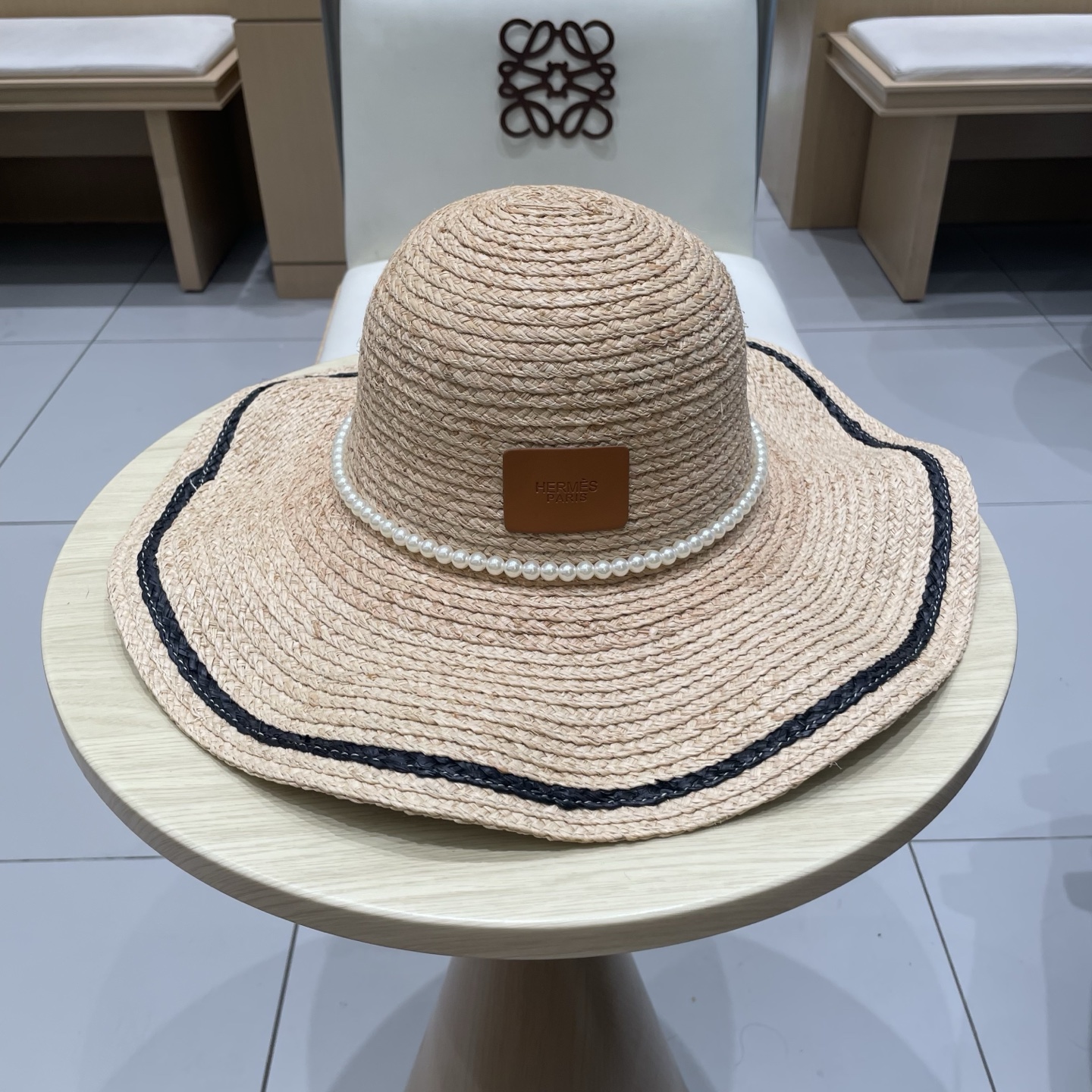 爱马仕miumiu缪缪拉菲草帽，纯手工钩织供不应求 头围57c