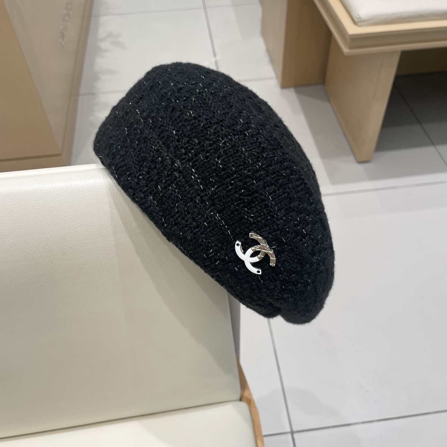  chanel香奈儿镂空针织贝雷帽女2025新款大头围显脸小百搭画家云朵帽子