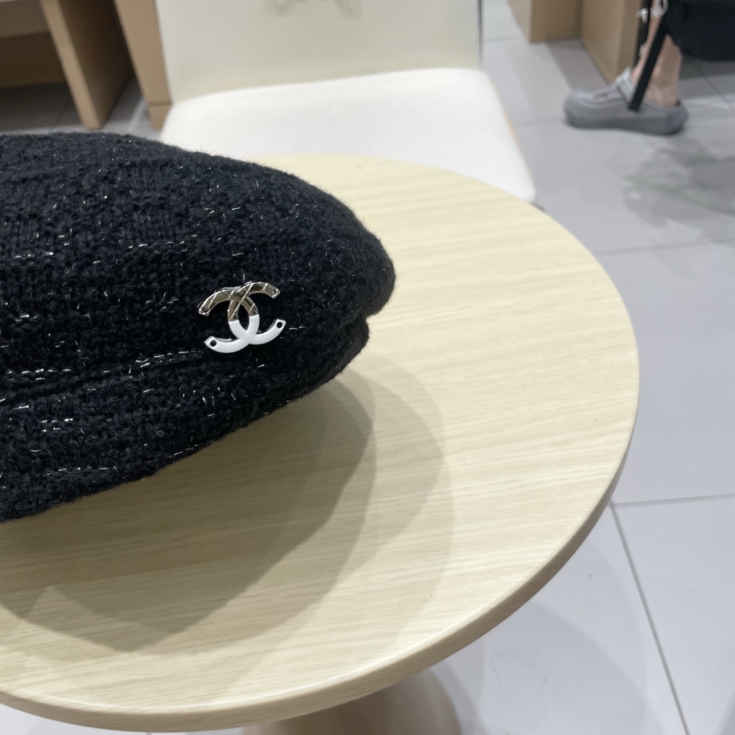  chanel香奈儿镂空针织贝雷帽女2025新款大头围显脸小百搭画家云朵帽子