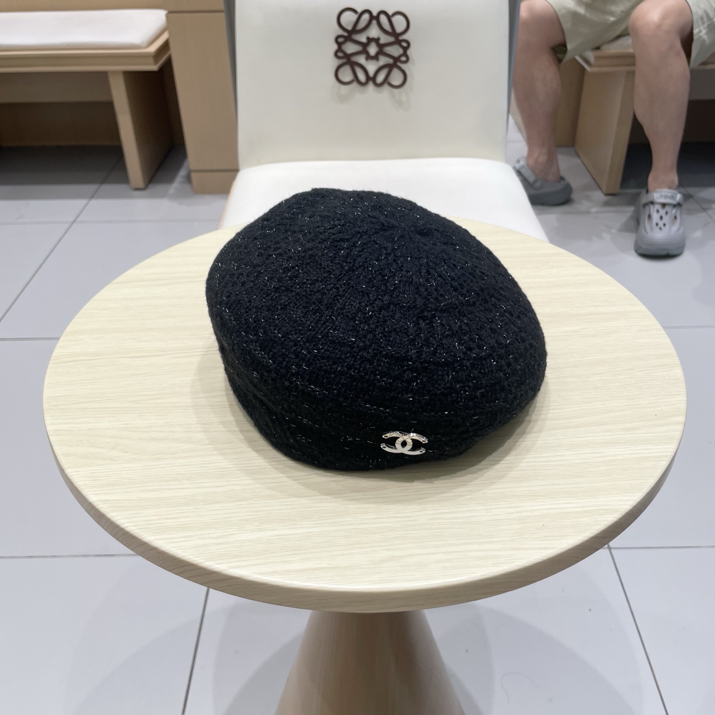  chanel香奈儿镂空针织贝雷帽女2025新款大头围显脸小百搭画家云朵帽子