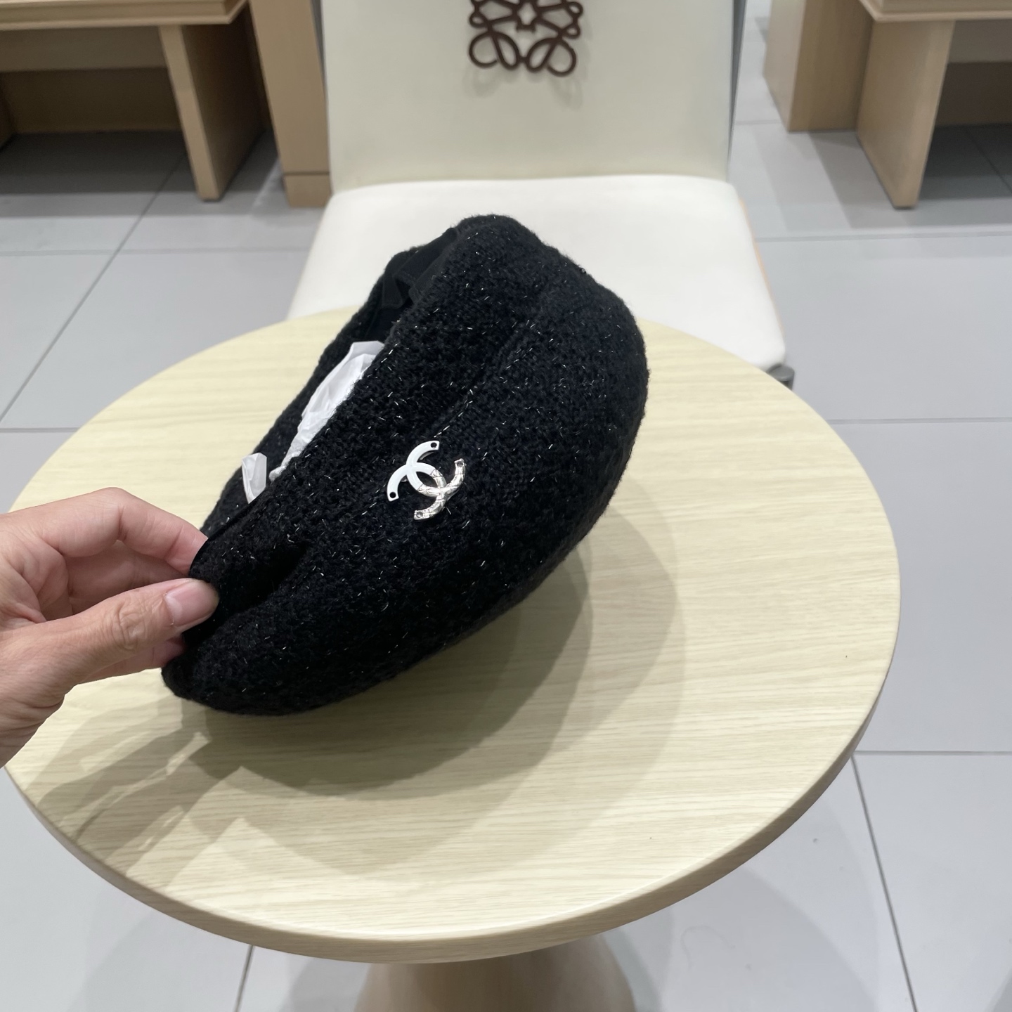  chanel香奈儿镂空针织贝雷帽女2025新款大头围显脸小百搭画家云朵帽子