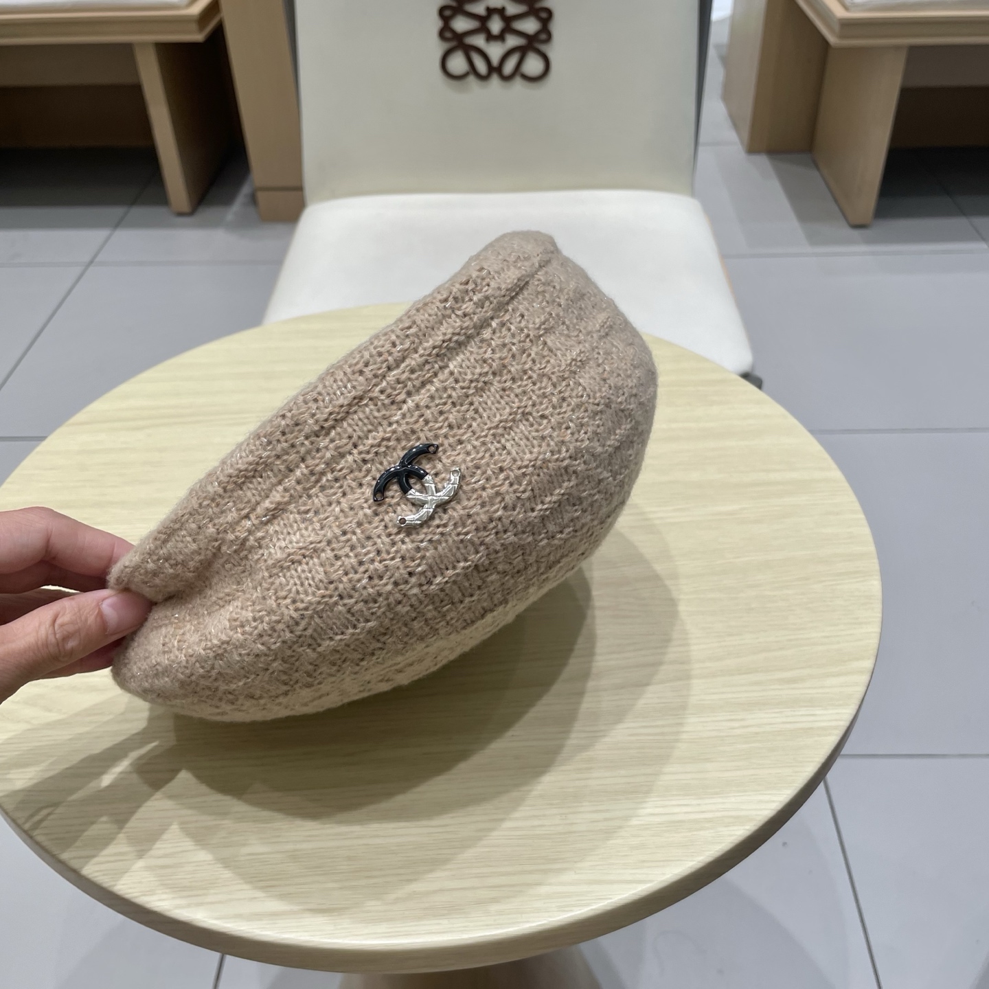  chanel香奈儿镂空针织贝雷帽女2025新款大头围显脸小百搭画家云朵帽子