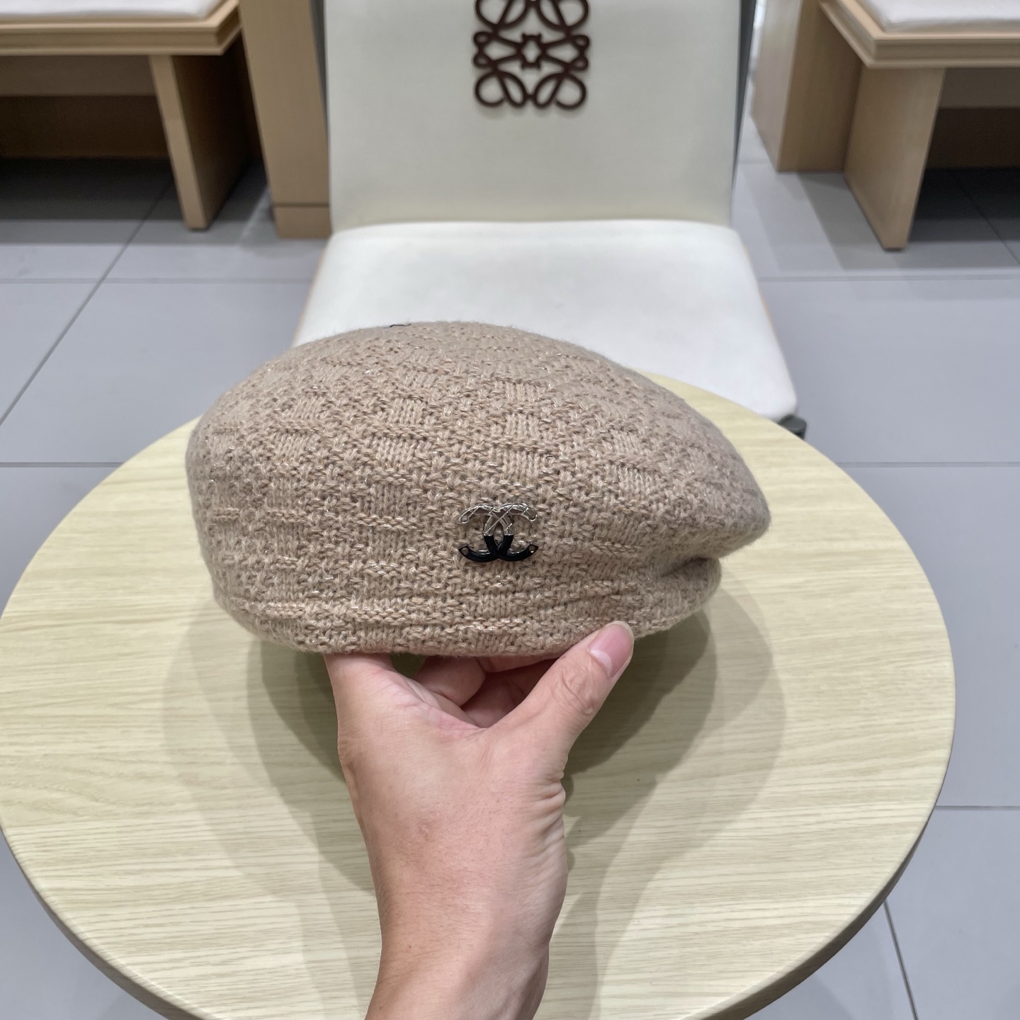  chanel香奈儿镂空针织贝雷帽女2025新款大头围显脸小百搭画家云朵帽子