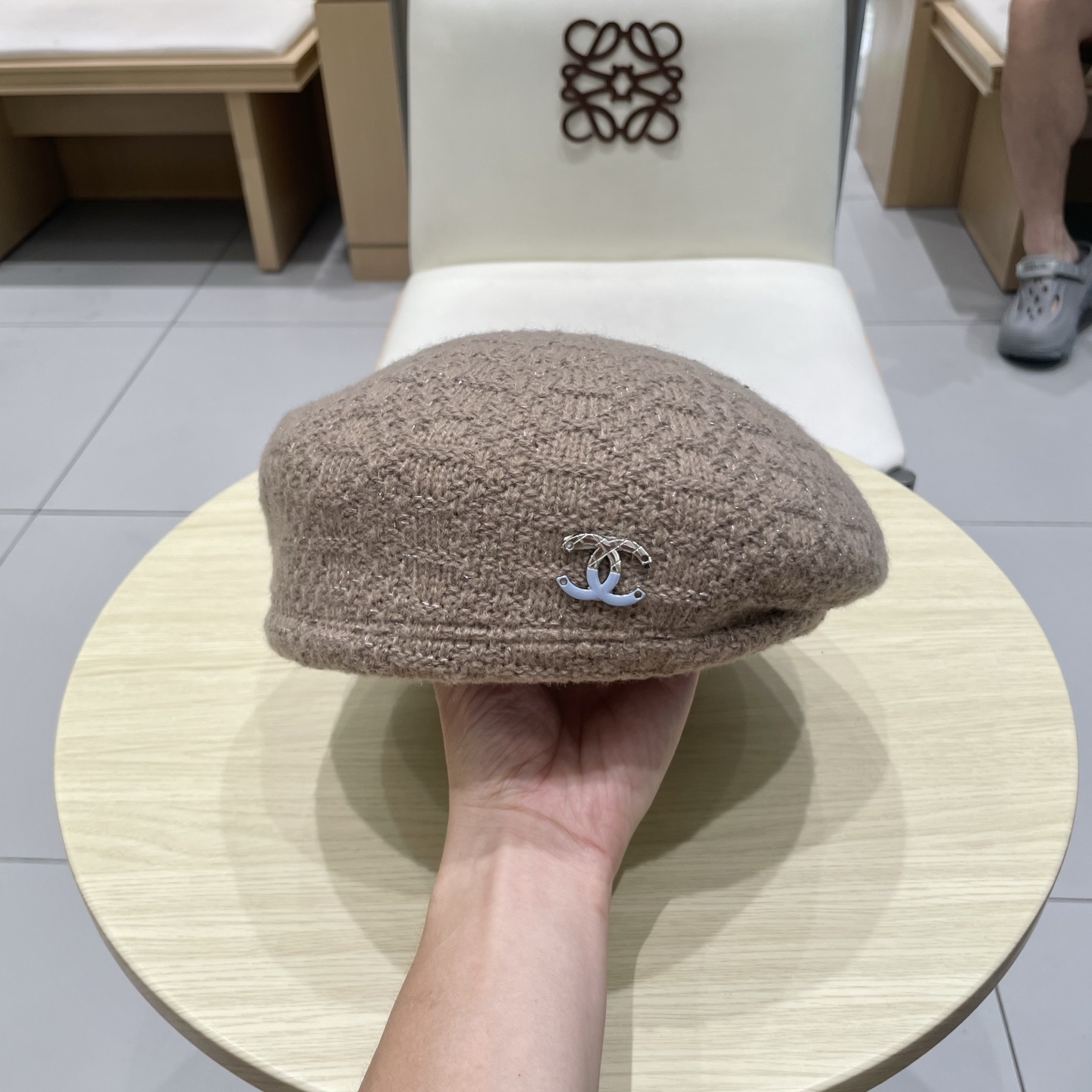  chanel香奈儿镂空针织贝雷帽女2025新款大头围显脸小百搭画家云朵帽子