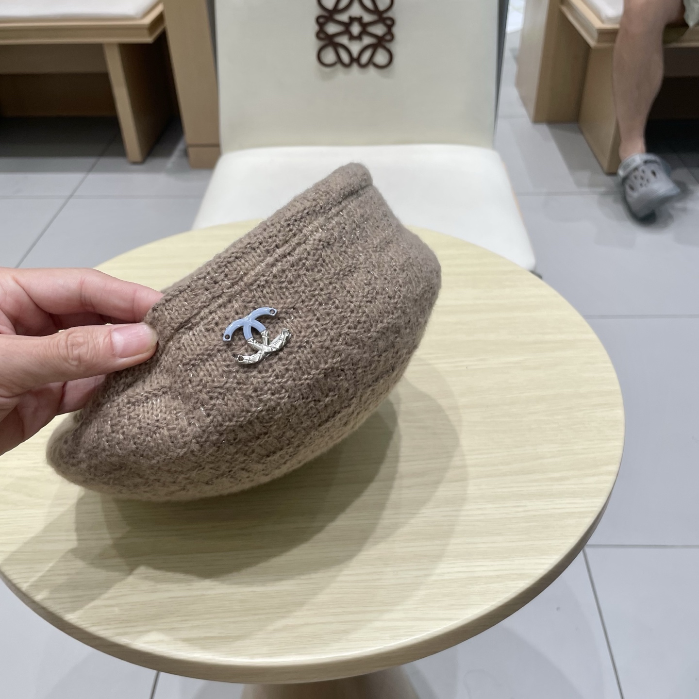  chanel香奈儿镂空针织贝雷帽女2025新款大头围显脸小百搭画家云朵帽子