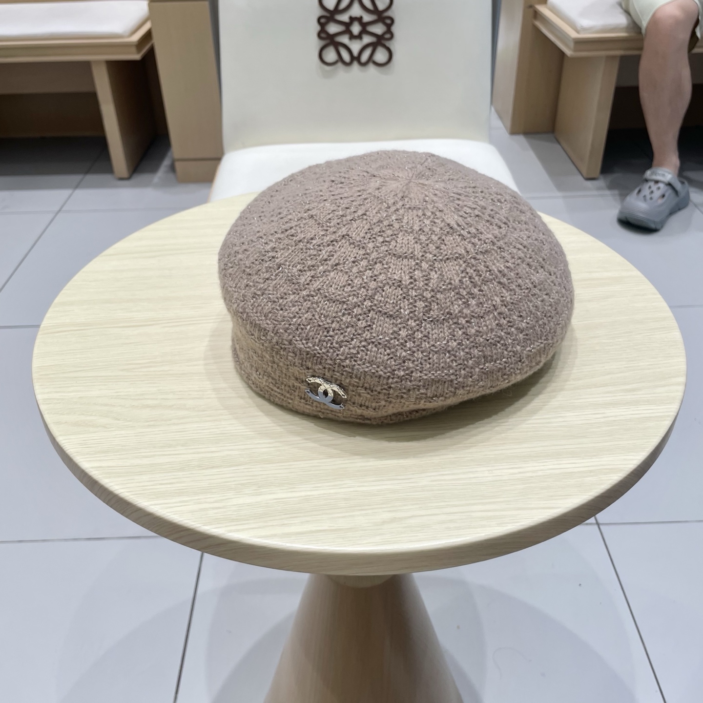  chanel香奈儿镂空针织贝雷帽女2025新款大头围显脸小百搭画家云朵帽子