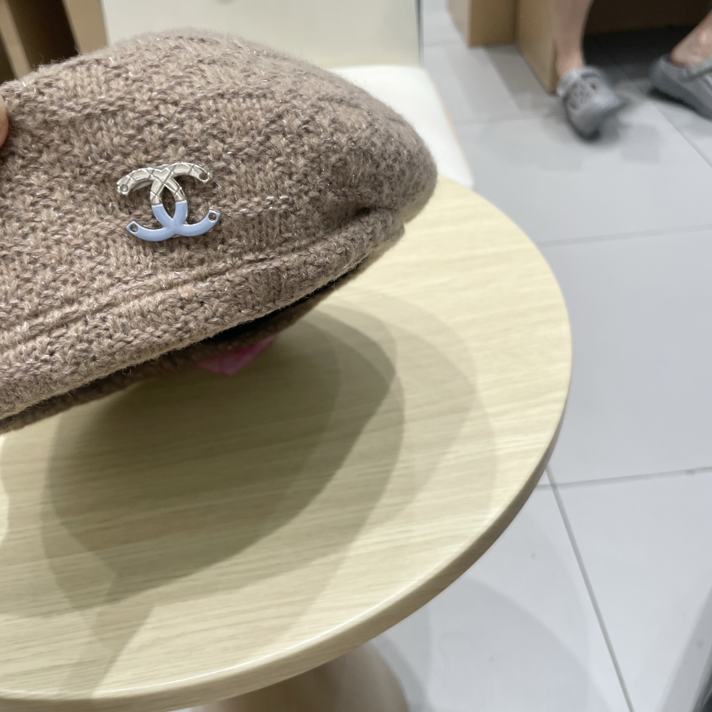  chanel香奈儿镂空针织贝雷帽女2025新款大头围显脸小百搭画家云朵帽子