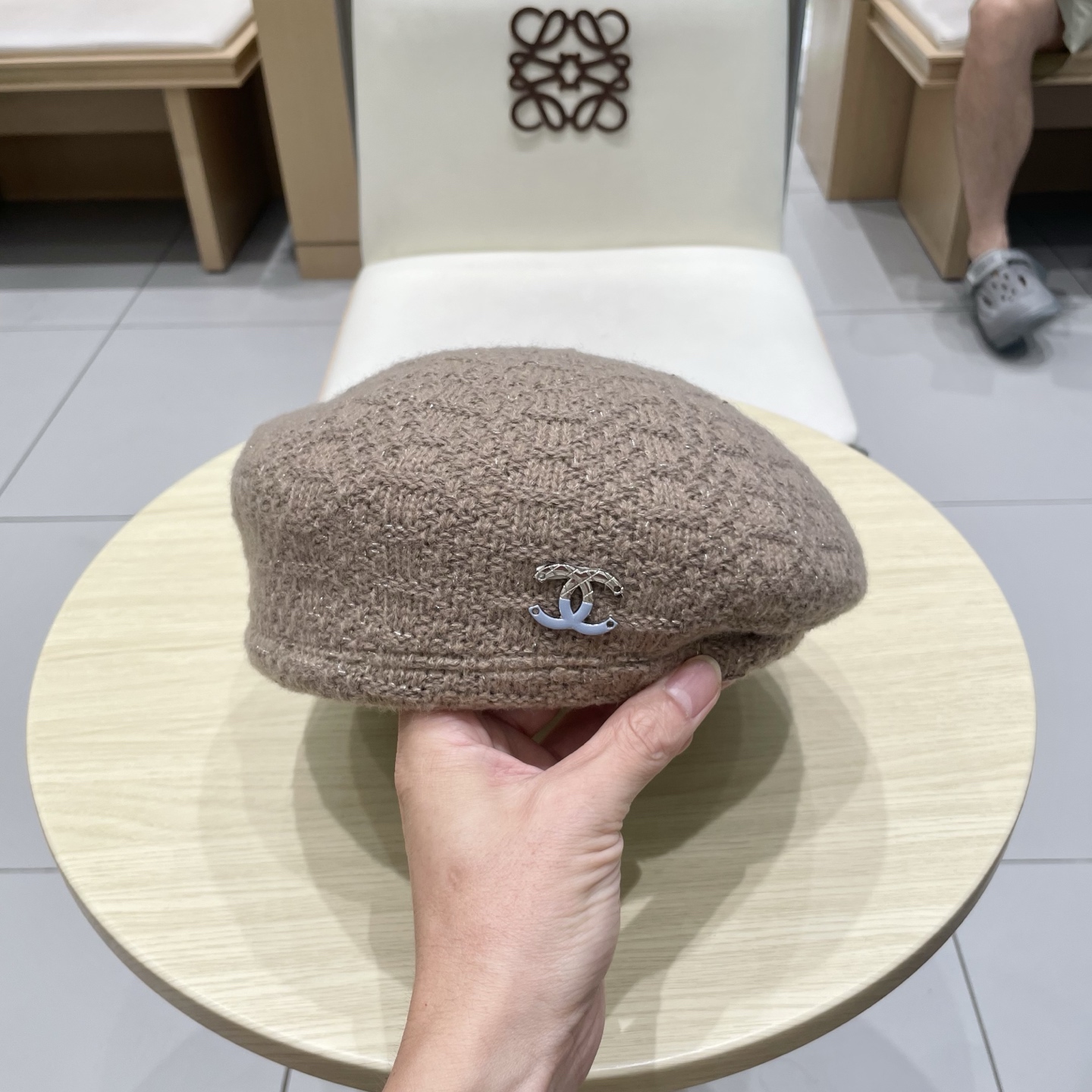  chanel香奈儿镂空针织贝雷帽女2025新款大头围显脸小百搭画家云朵帽子