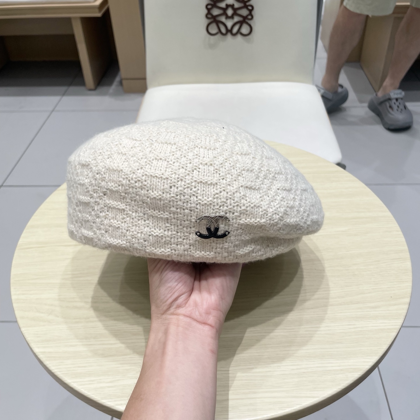  chanel香奈儿镂空针织贝雷帽女2025新款大头围显脸小百搭画家云朵帽子