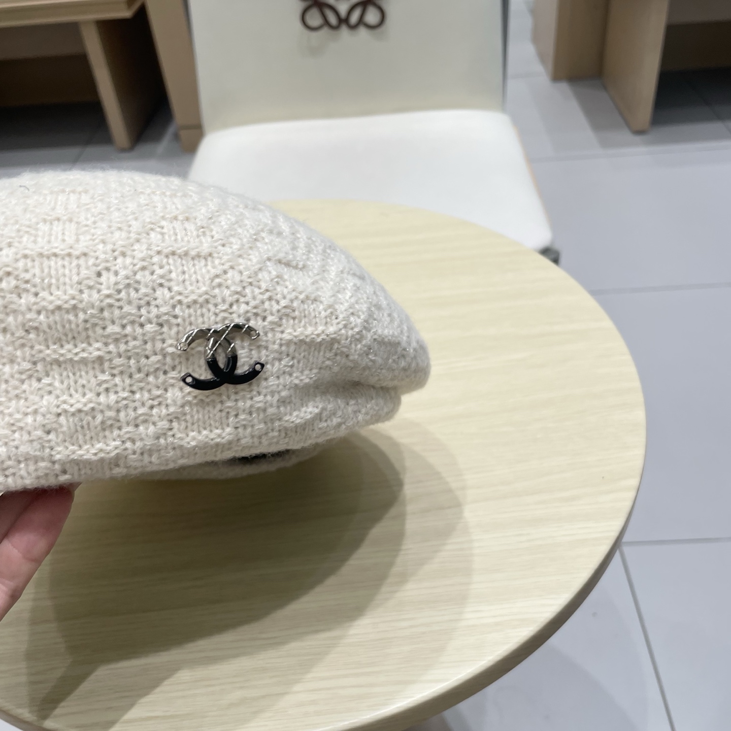  chanel香奈儿镂空针织贝雷帽女2025新款大头围显脸小百搭画家云朵帽子