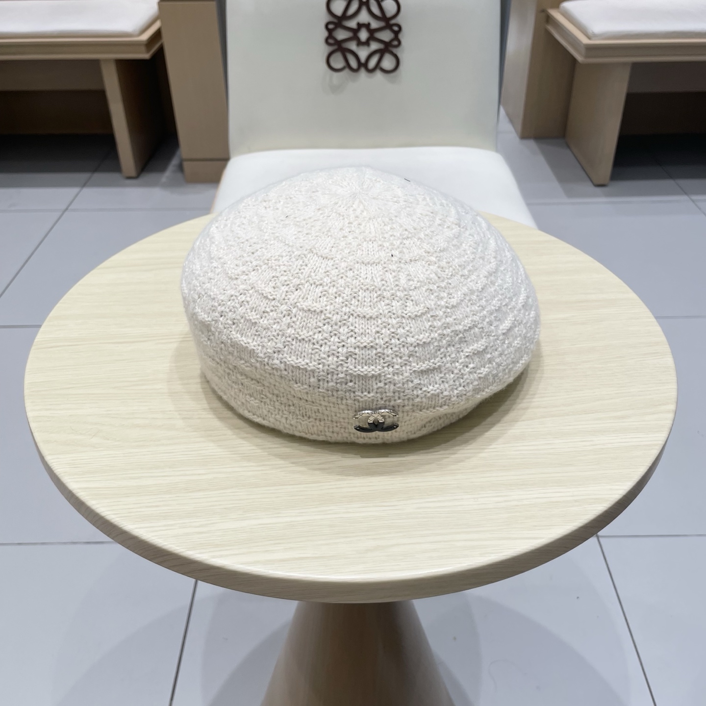  chanel香奈儿镂空针织贝雷帽女2025新款大头围显脸小百搭画家云朵帽子