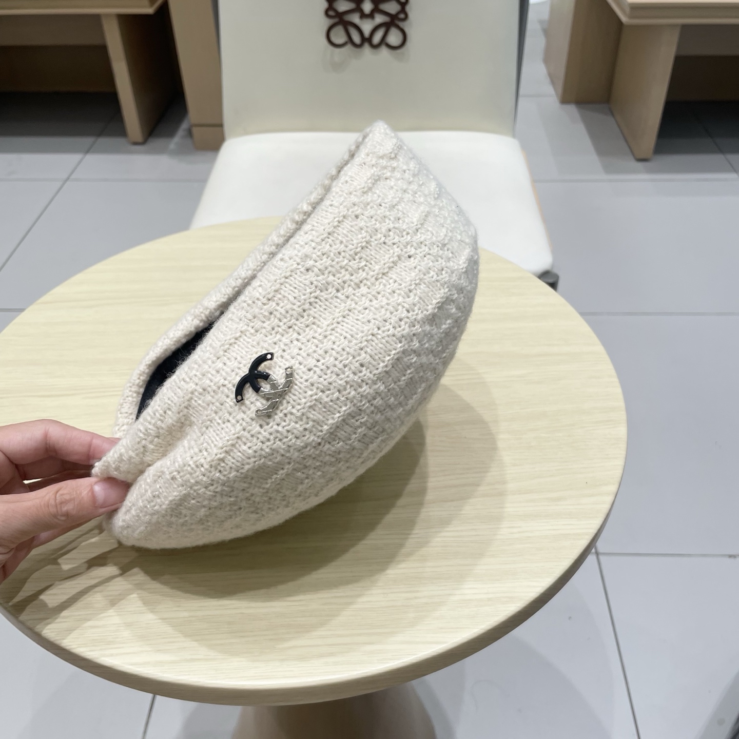  chanel香奈儿镂空针织贝雷帽女2025新款大头围显脸小百搭画家云朵帽子