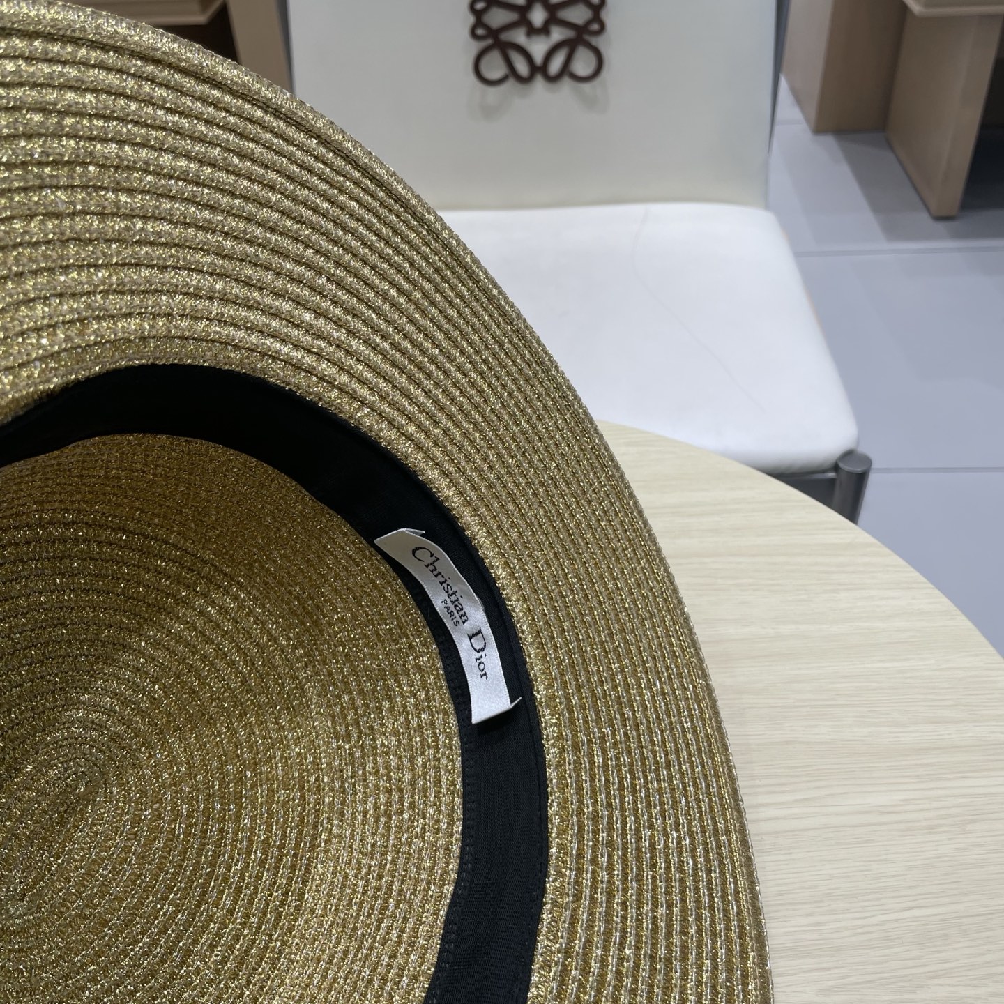  Dior迪奥25新款金银丝平顶草帽，拉菲礼帽，头围57cm
