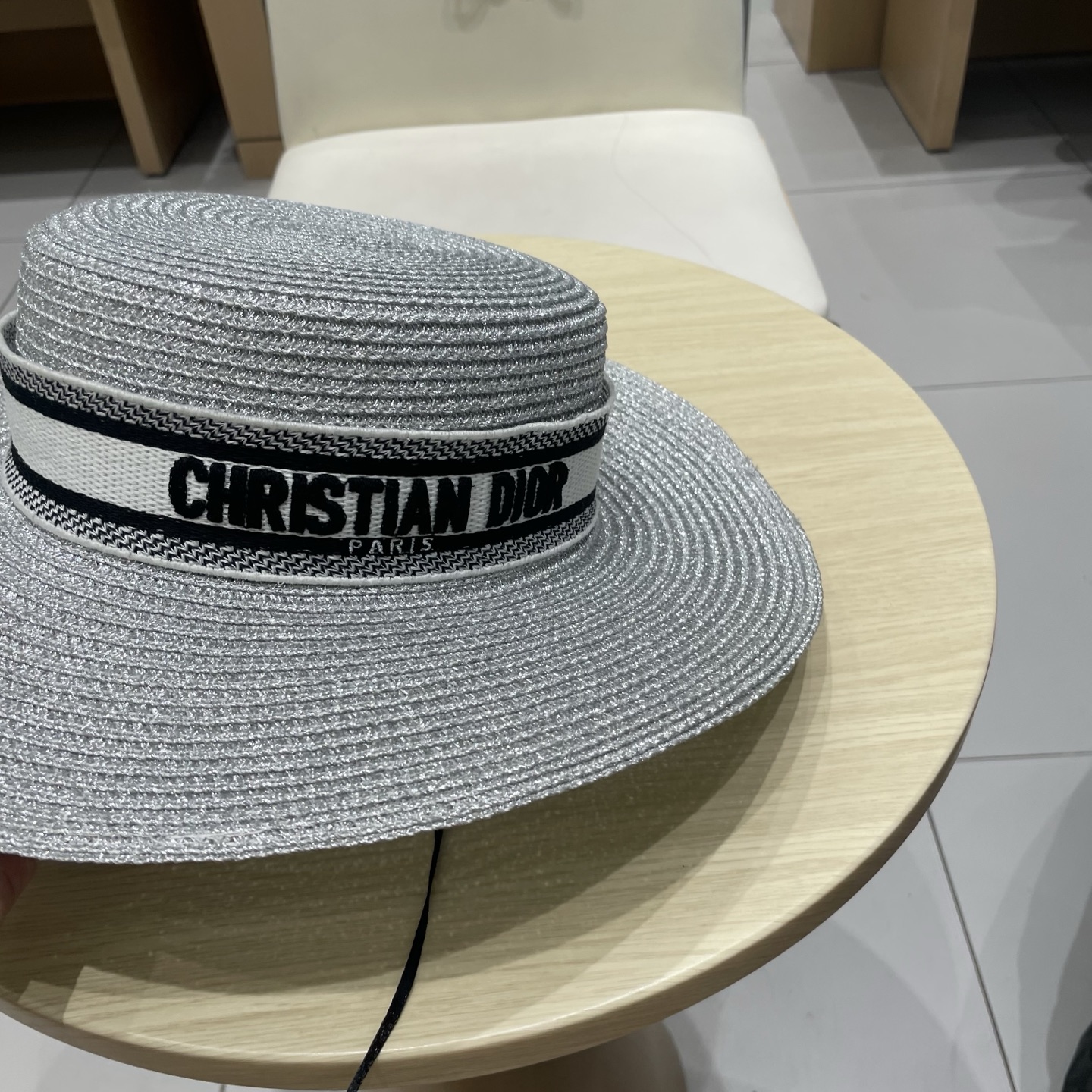  Dior迪奥25新款金银丝平顶草帽，拉菲礼帽，头围57cm