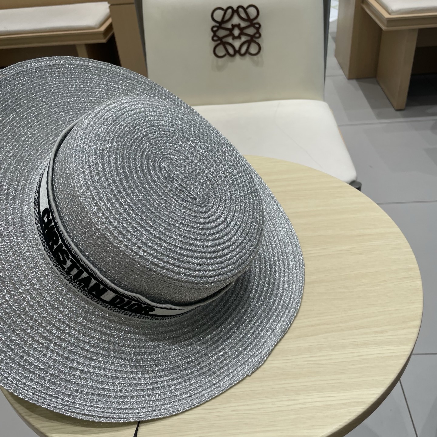  Dior迪奥25新款金银丝平顶草帽，拉菲礼帽，头围57cm