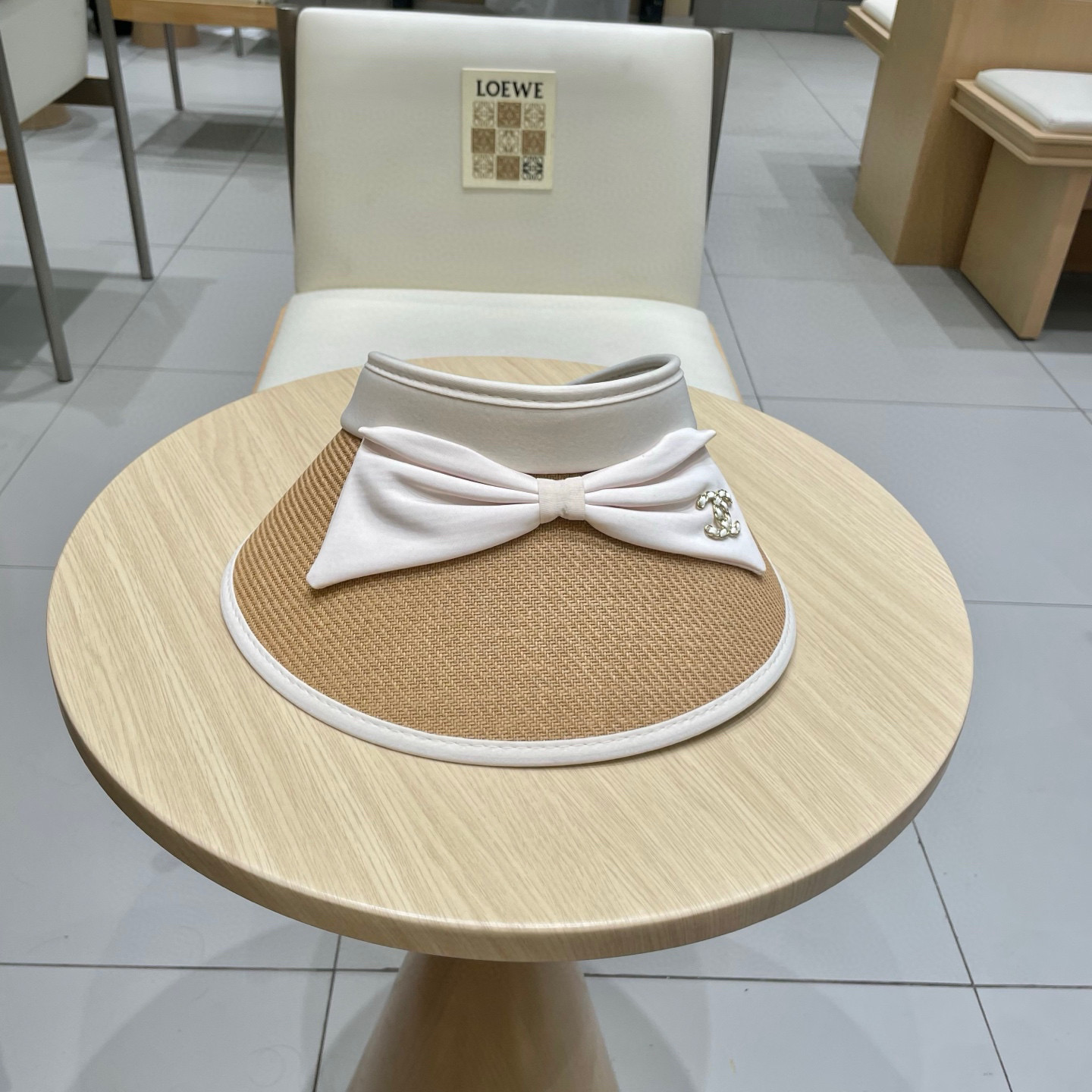 chanel香奈儿晒帽蝴蝶结空顶帽女韩版百搭遮阳帽子女显脸小草帽太阳帽