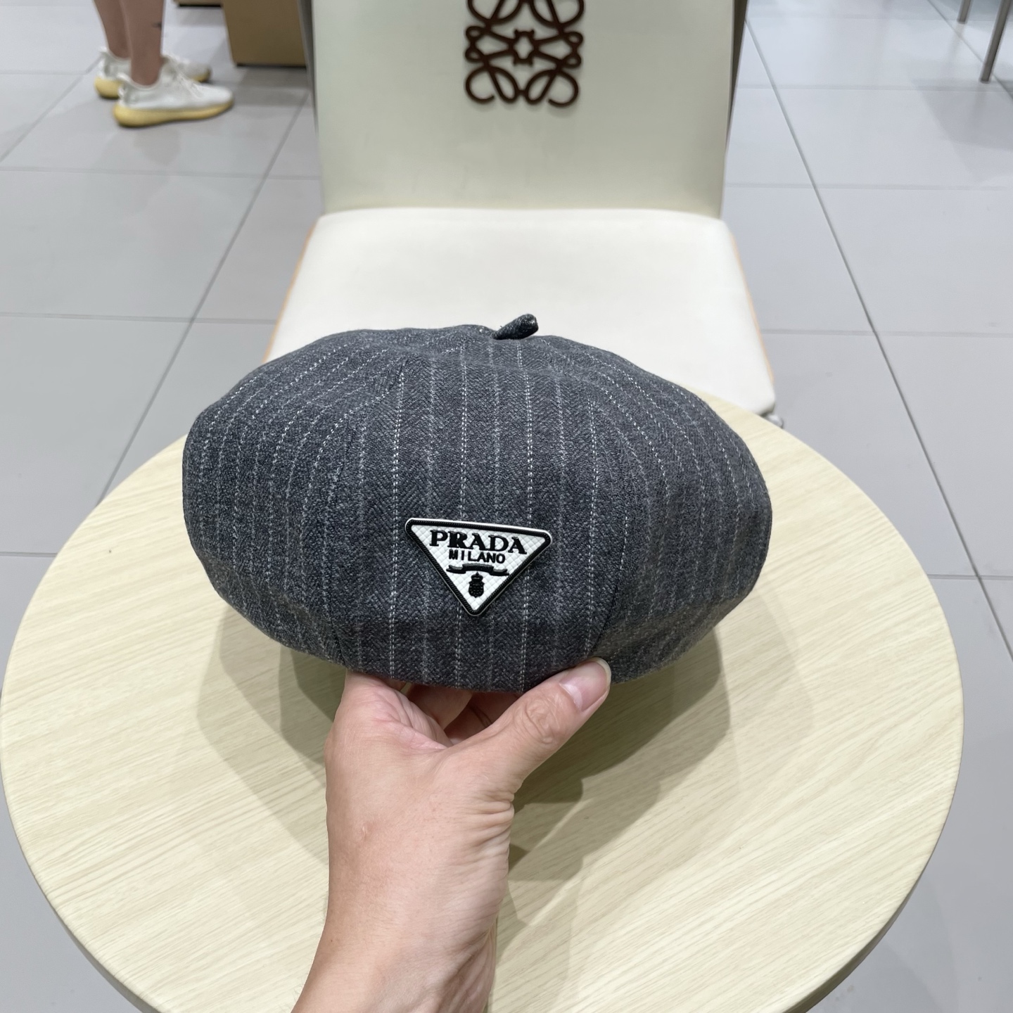  Prada普拉达条纹控贝雷帽复古时髦拿捏八角帽子贝雷帽女新款春秋高品质显脸小