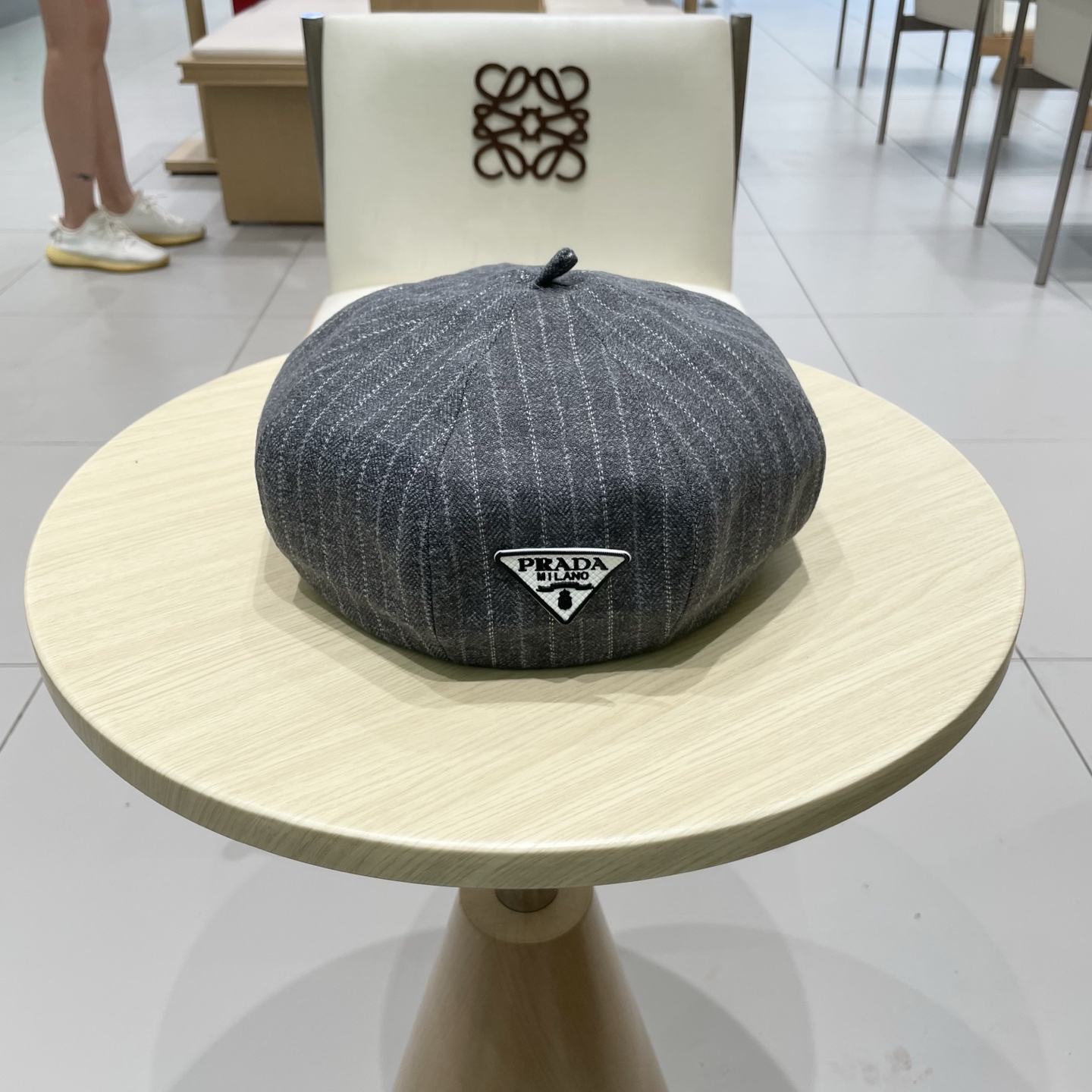  Prada普拉达条纹控贝雷帽复古时髦拿捏八角帽子贝雷帽女新款春秋高品质显脸小