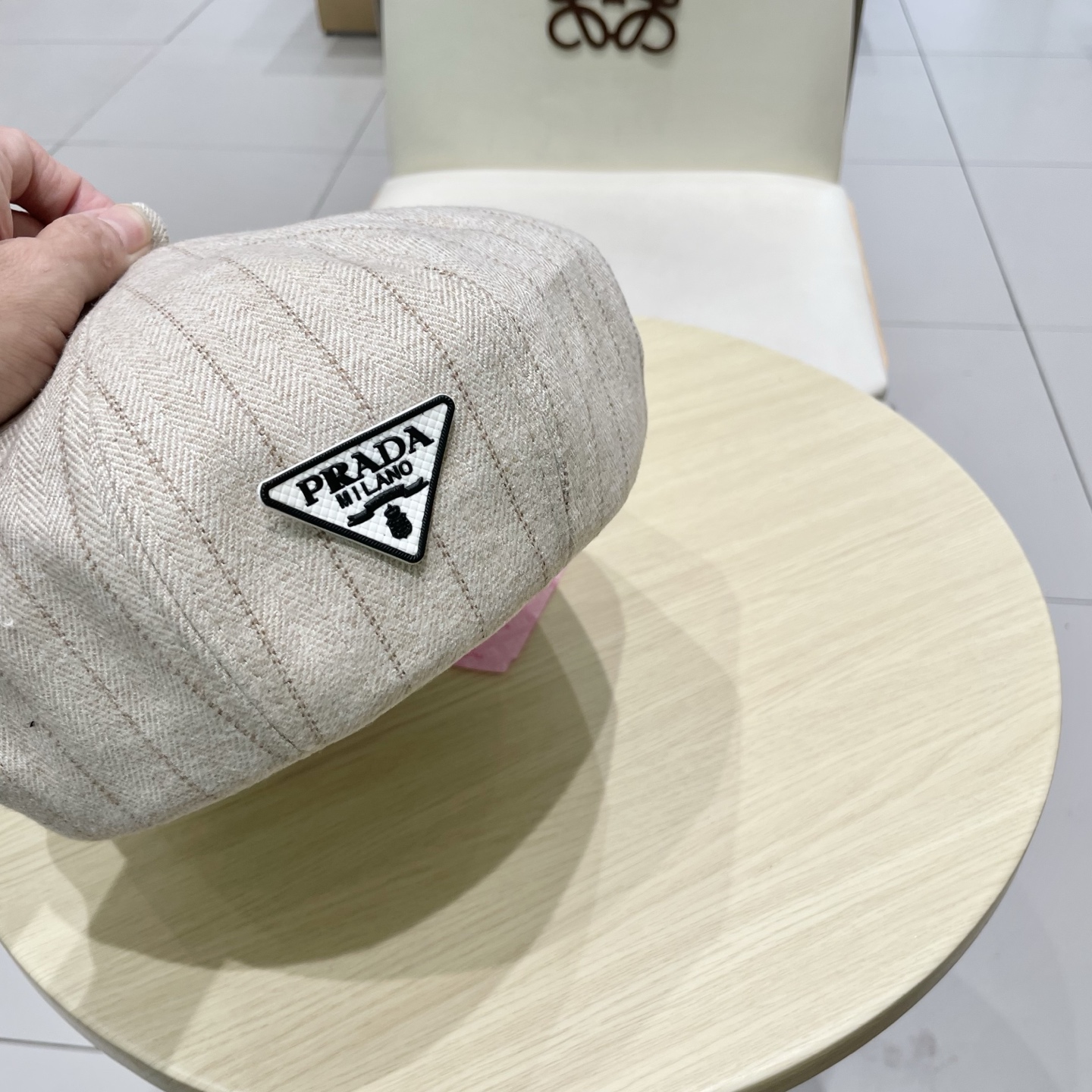  Prada普拉达条纹控贝雷帽复古时髦拿捏八角帽子贝雷帽女新款春秋高品质显脸小