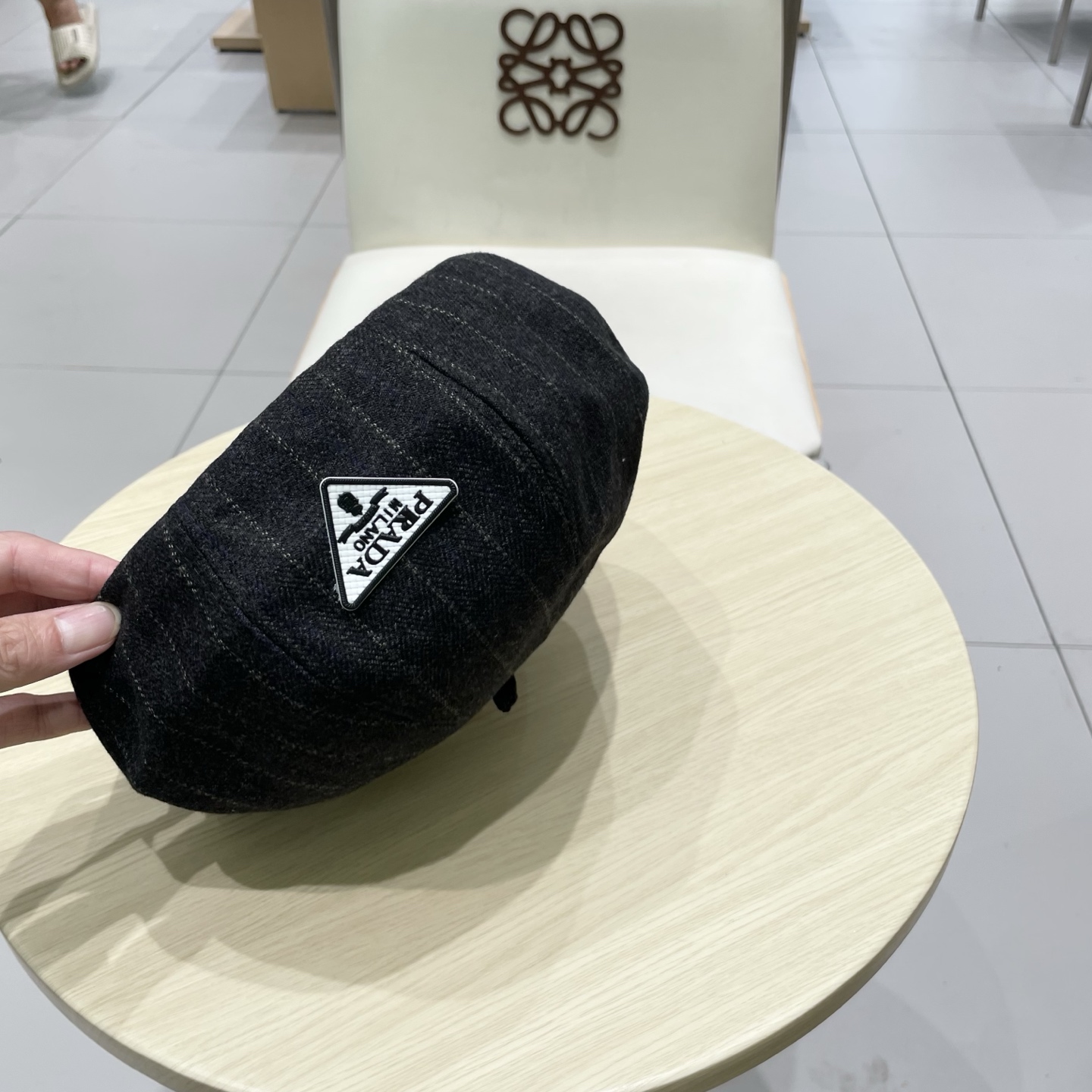  Prada普拉达条纹控贝雷帽复古时髦拿捏八角帽子贝雷帽女新款春秋高品质显脸小