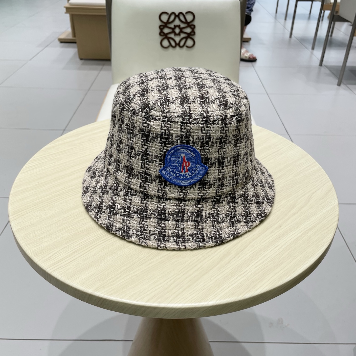    蒙口【MONCELER2025新款韩版格子渔夫帽女秋冬复古百搭显脸小水桶帽盆帽帽子潮