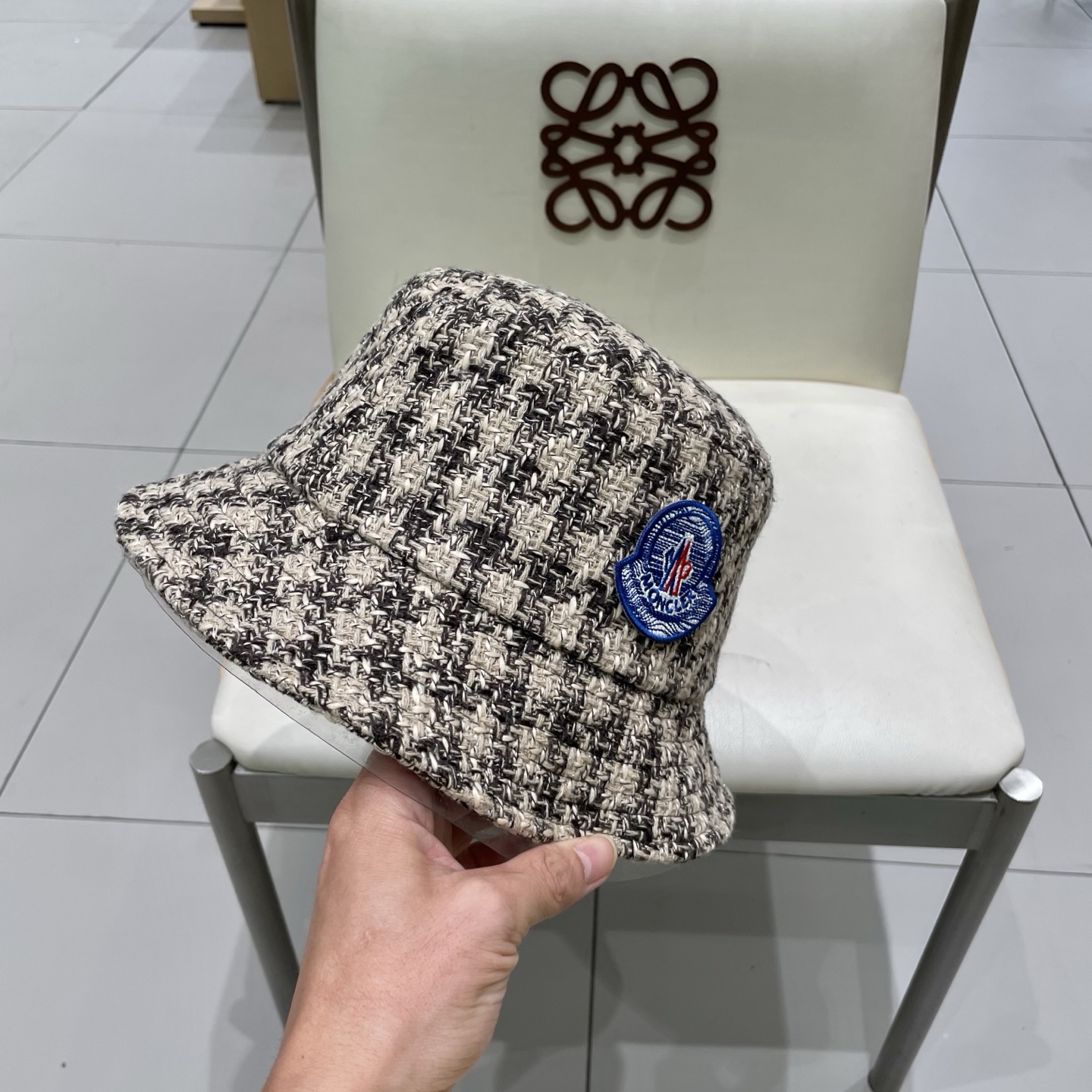    蒙口【MONCELER2025新款韩版格子渔夫帽女秋冬复古百搭显脸小水桶帽盆帽帽子潮