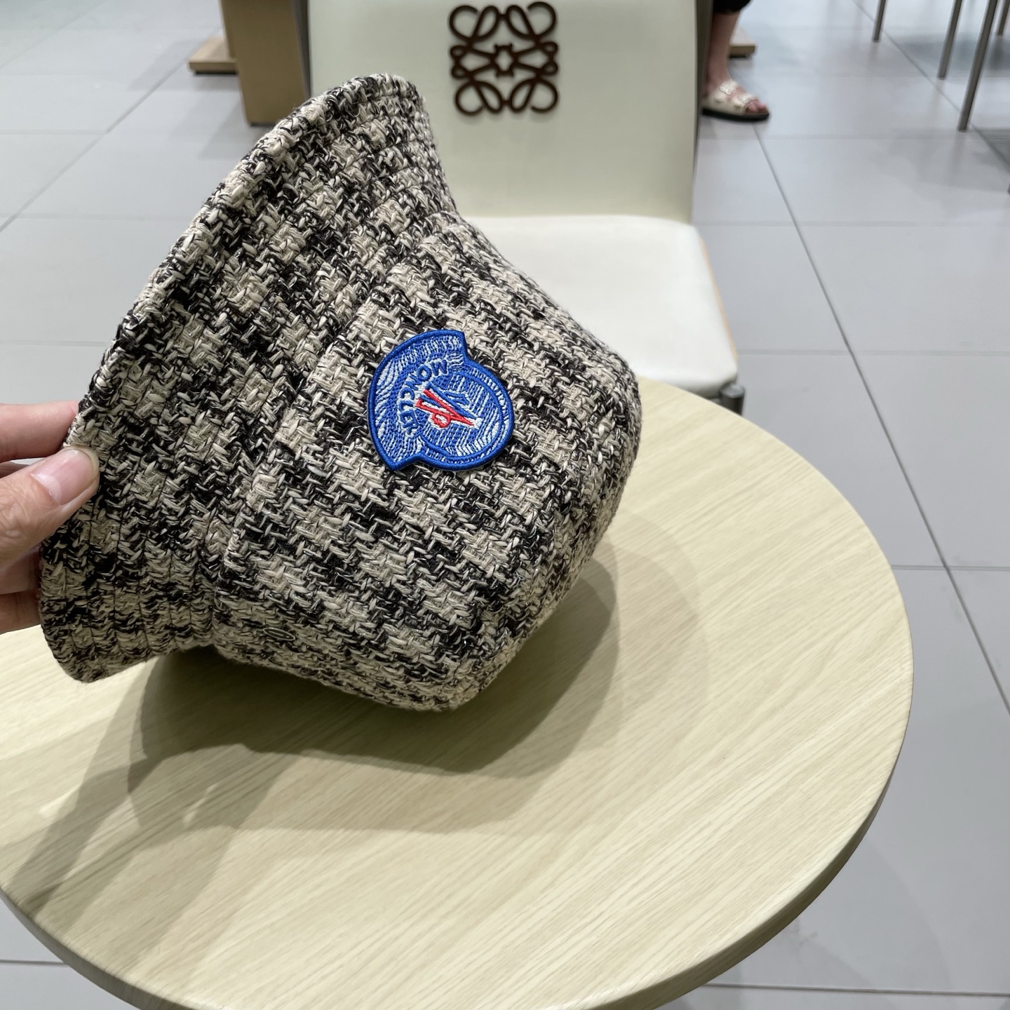    蒙口【MONCELER2025新款韩版格子渔夫帽女秋冬复古百搭显脸小水桶帽盆帽帽子潮