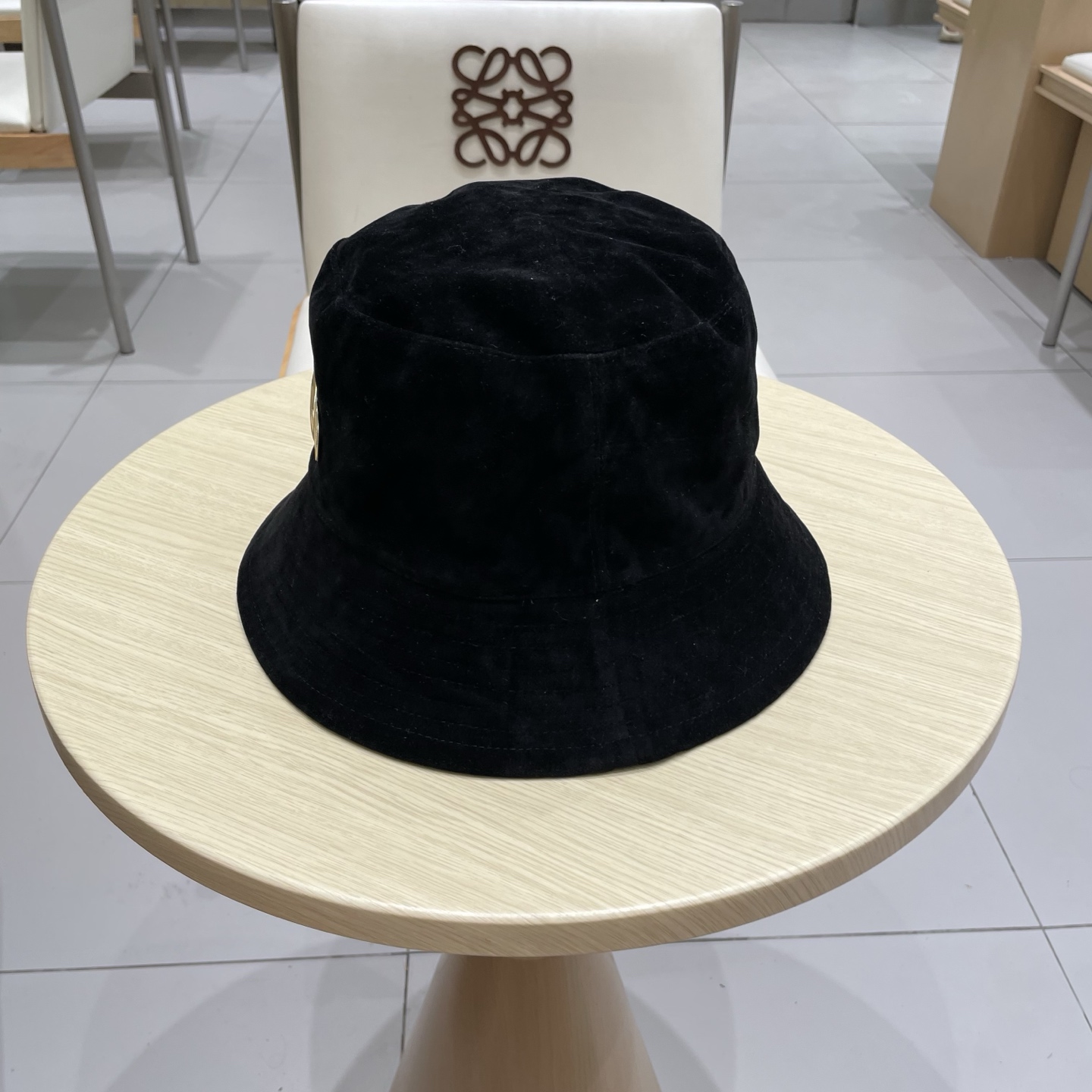  gucci古奇麂皮绒咖色渔夫帽女2025秋冬季百搭帽子大头围宽檐显脸小盆帽