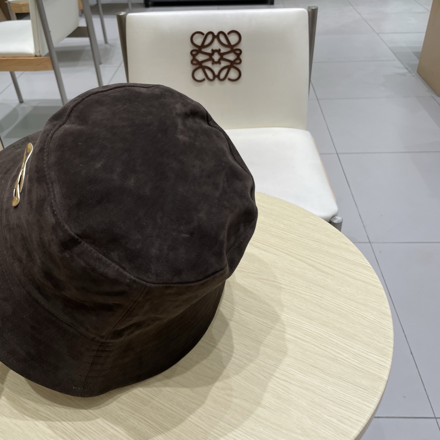  gucci古奇麂皮绒咖色渔夫帽女2025秋冬季百搭帽子大头围宽檐显脸小盆帽