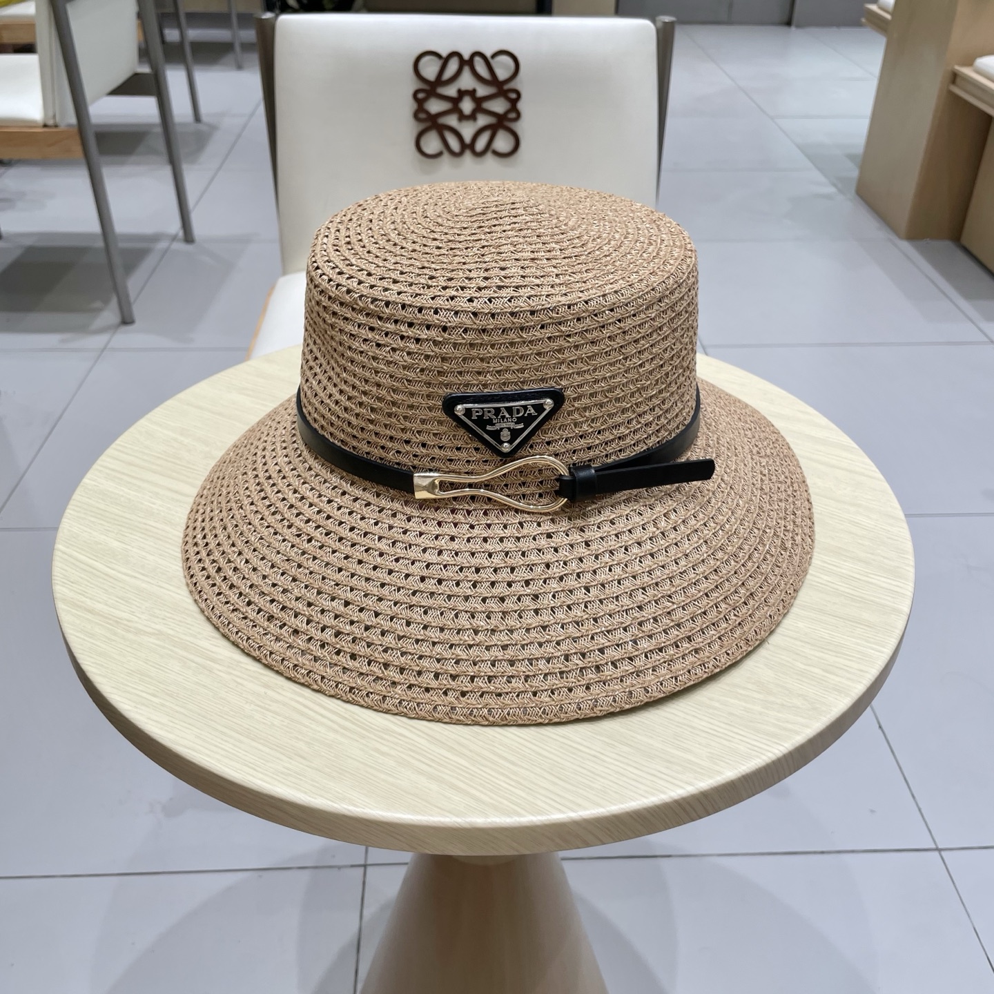  普拉达Prada新款礼帽，桶帽遮阳草帽，头围57cm