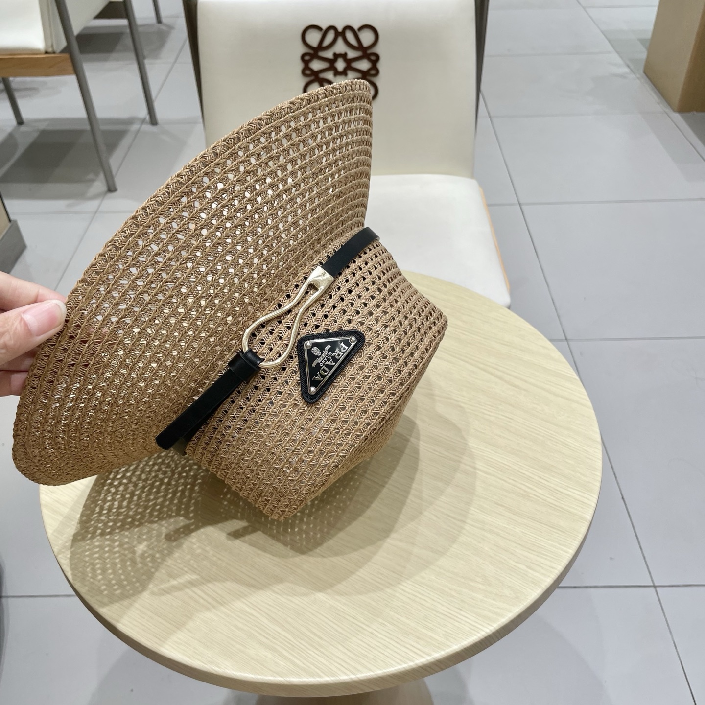  普拉达Prada新款礼帽，桶帽遮阳草帽，头围57cm