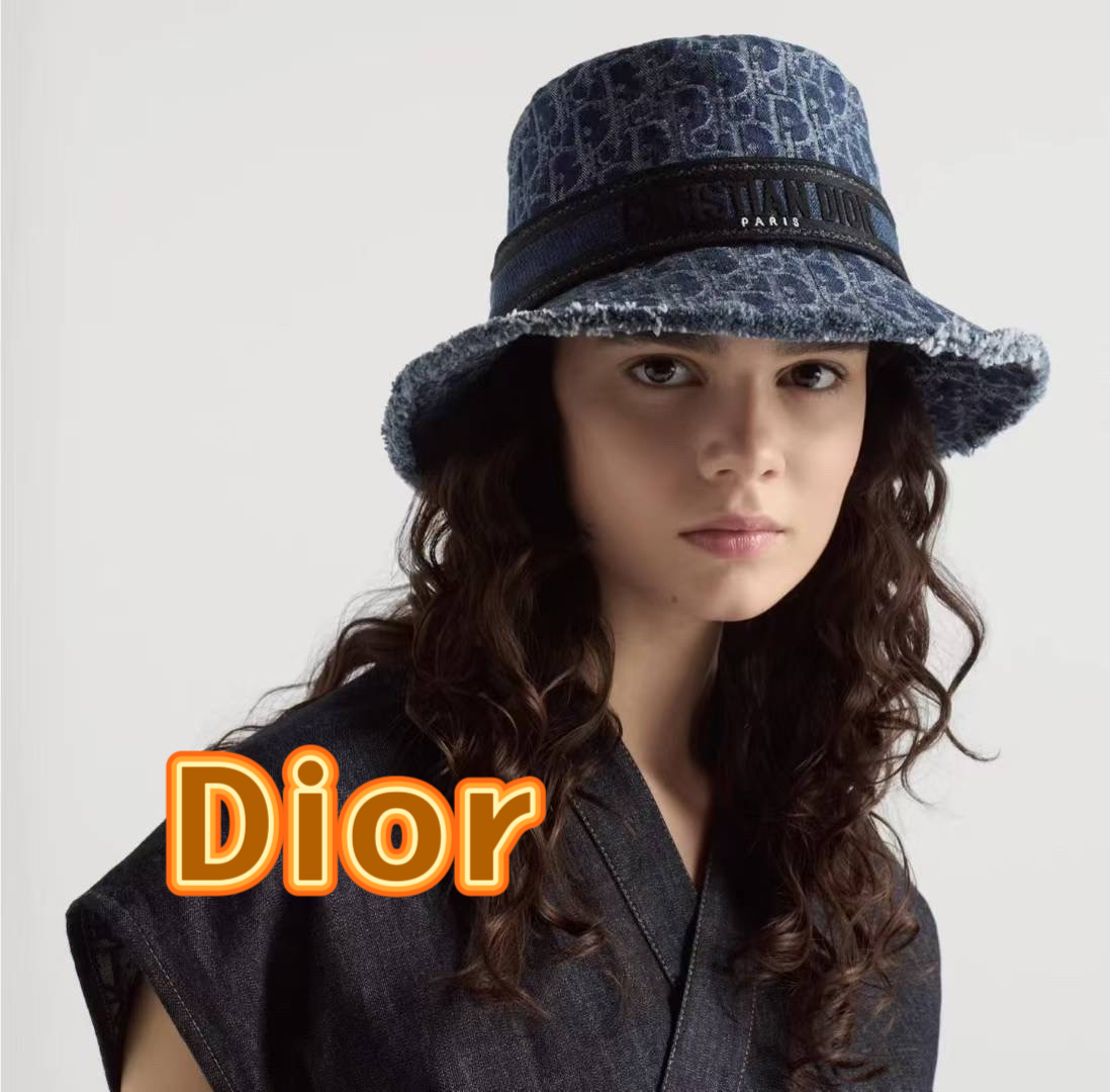  DIOR 满LOGO刺绣字母牛仔渔夫帽 