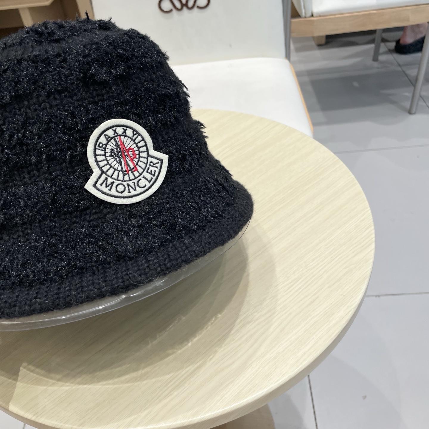  蒙口【MONCELER新款毛绒大头围水桶帽女秋冬韩版可爱百搭显脸小保暖条纹渔夫帽子