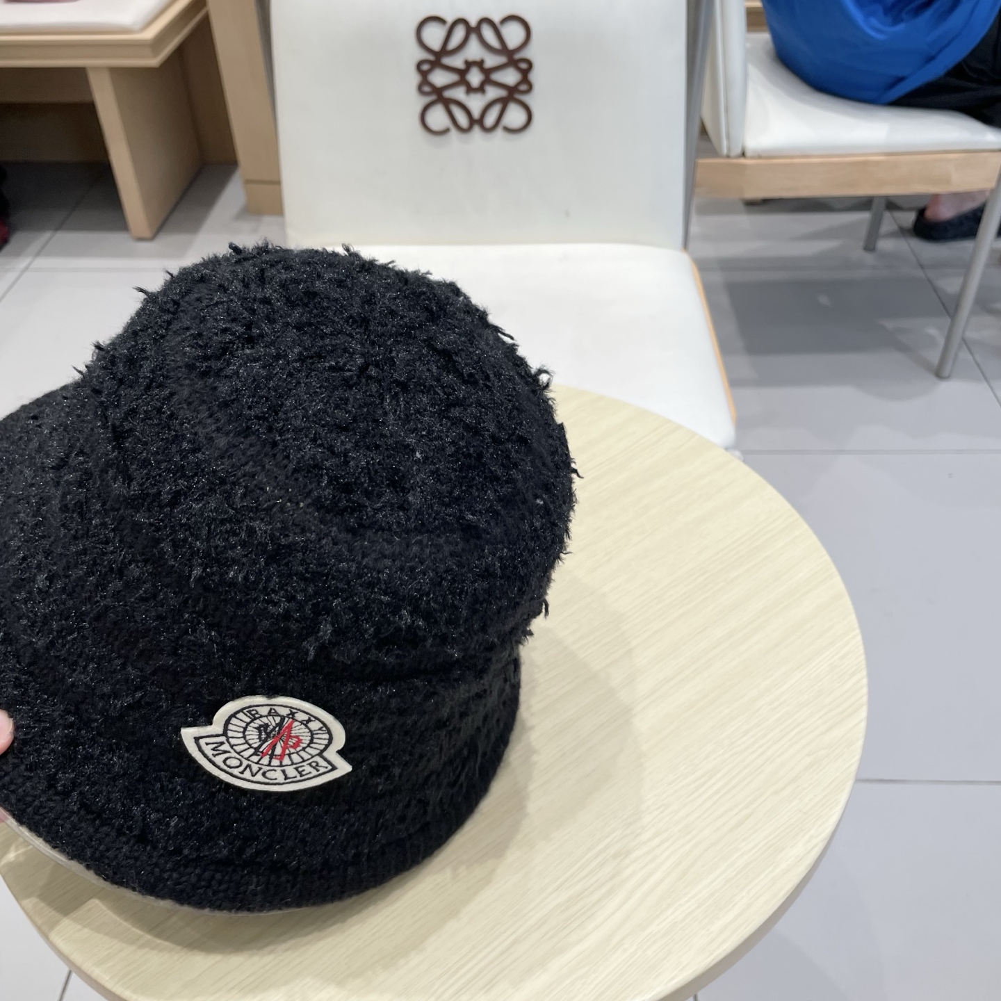  蒙口【MONCELER新款毛绒大头围水桶帽女秋冬韩版可爱百搭显脸小保暖条纹渔夫帽子