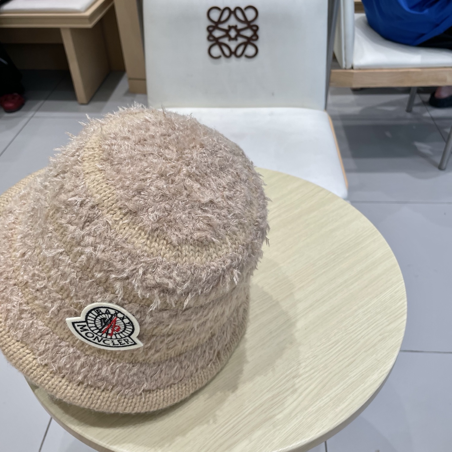  蒙口【MONCELER新款毛绒大头围水桶帽女秋冬韩版可爱百搭显脸小保暖条纹渔夫帽子