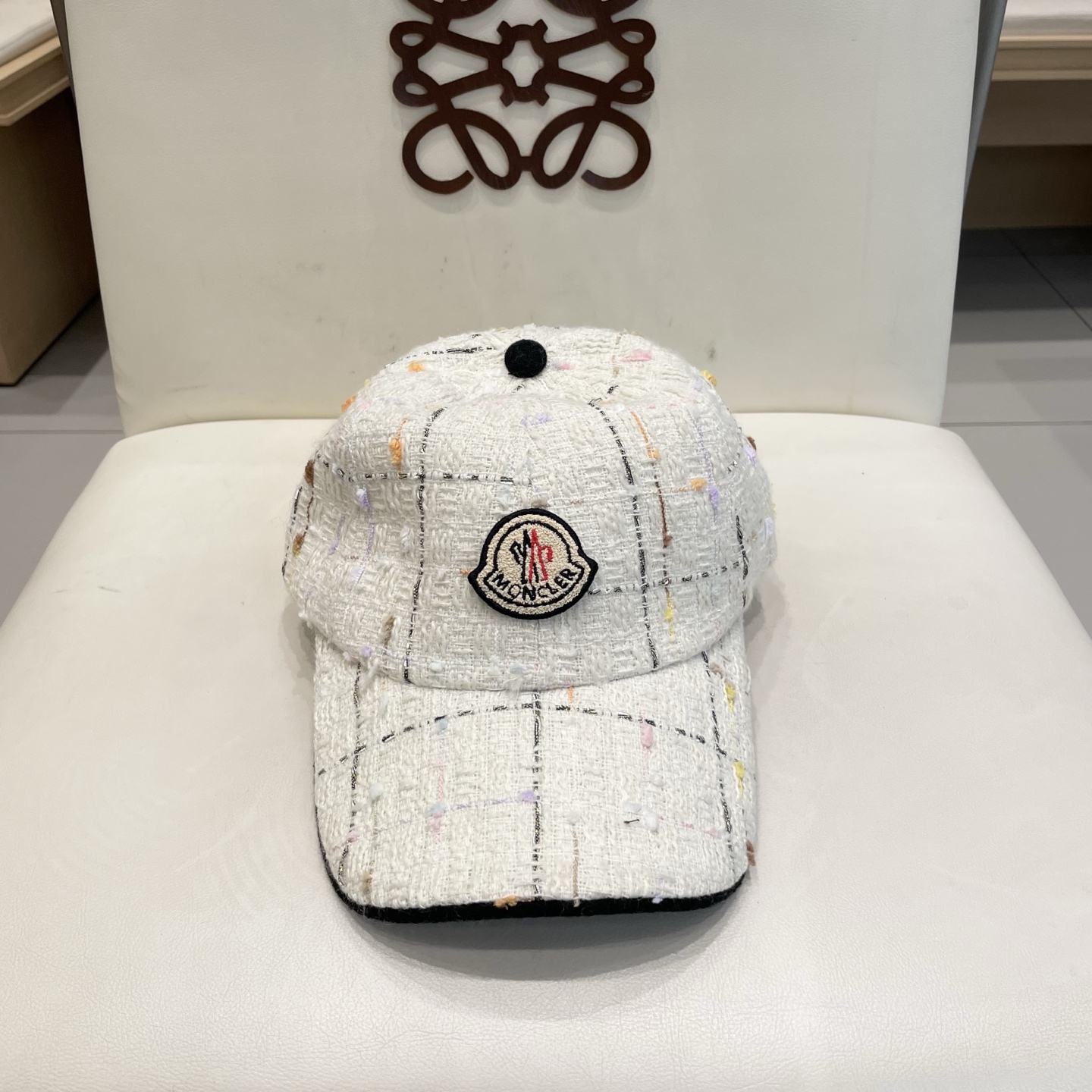  蒙口【MONCELER早秋新款简约网格纹棒球帽女网眼透气遮阳帽时尚百搭鸭舌帽潮男