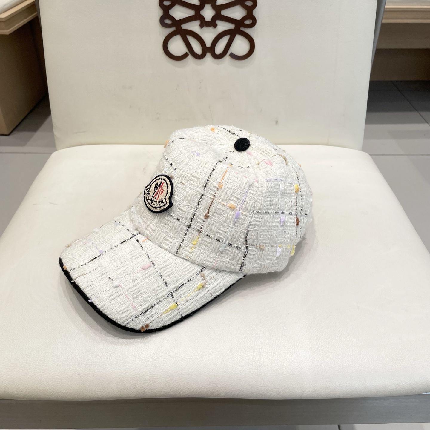  蒙口【MONCELER早秋新款简约网格纹棒球帽女网眼透气遮阳帽时尚百搭鸭舌帽潮男