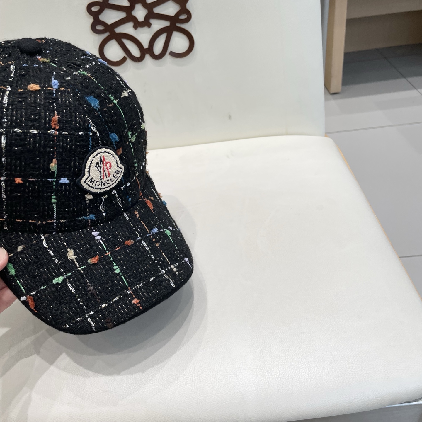  蒙口【MONCELER早秋新款简约网格纹棒球帽女网眼透气遮阳帽时尚百搭鸭舌帽潮男