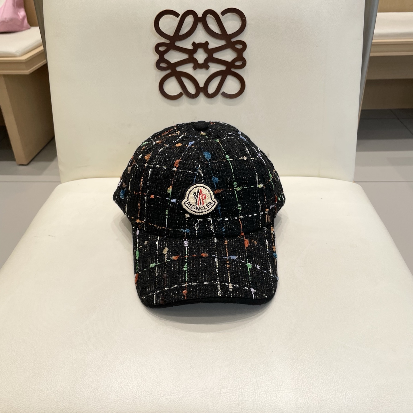  蒙口【MONCELER早秋新款简约网格纹棒球帽女网眼透气遮阳帽时尚百搭鸭舌帽潮男