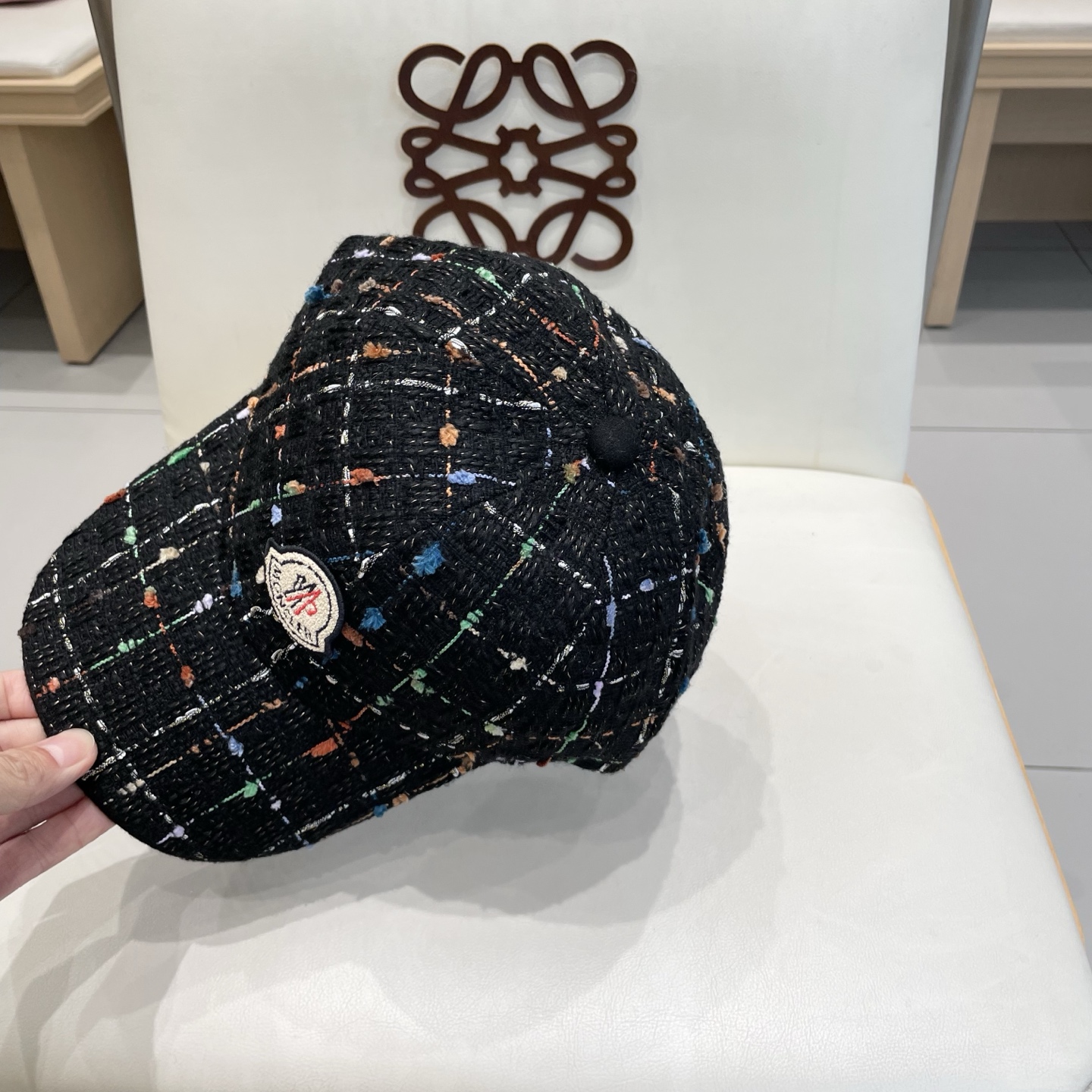  蒙口【MONCELER早秋新款简约网格纹棒球帽女网眼透气遮阳帽时尚百搭鸭舌帽潮男