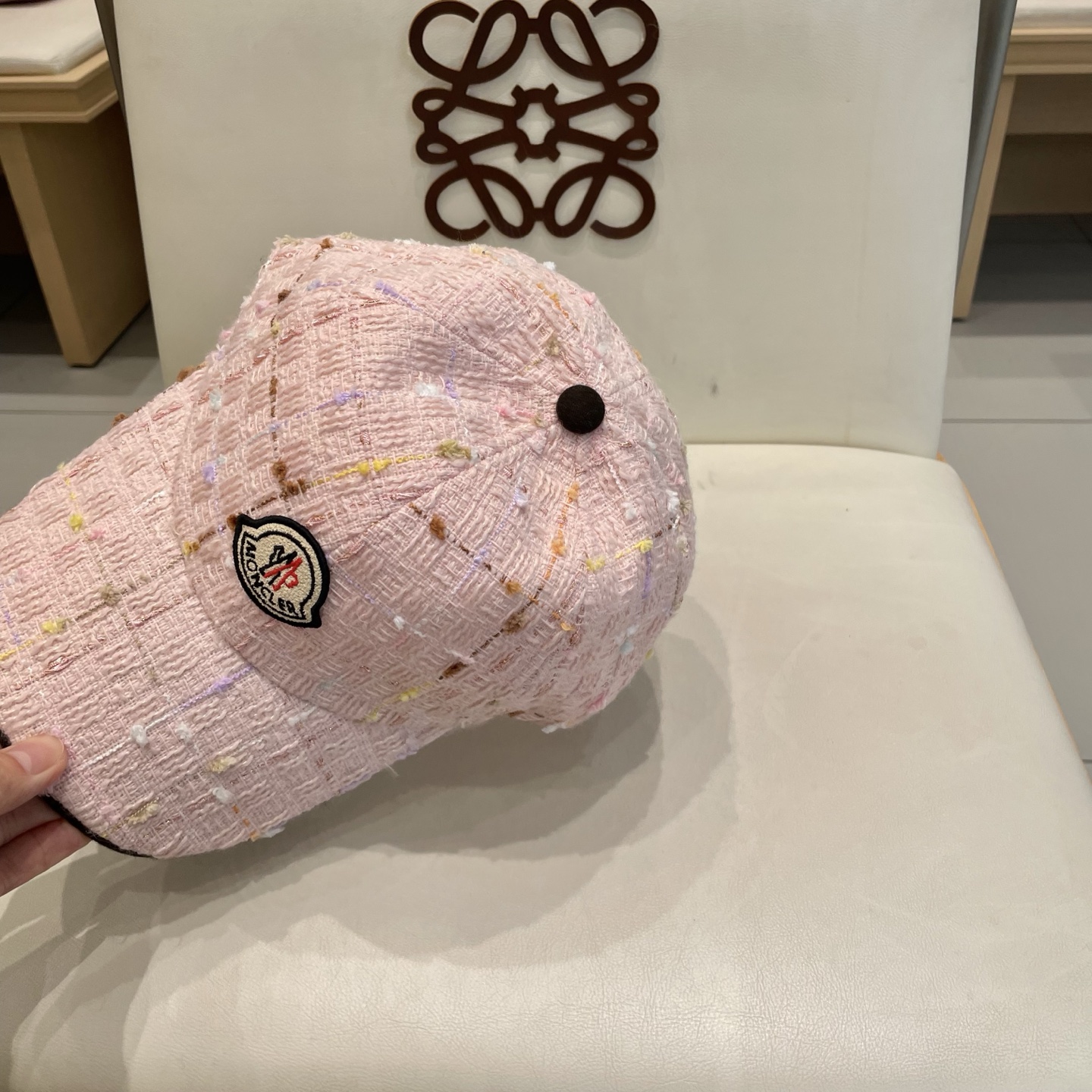  蒙口【MONCELER早秋新款简约网格纹棒球帽女网眼透气遮阳帽时尚百搭鸭舌帽潮男