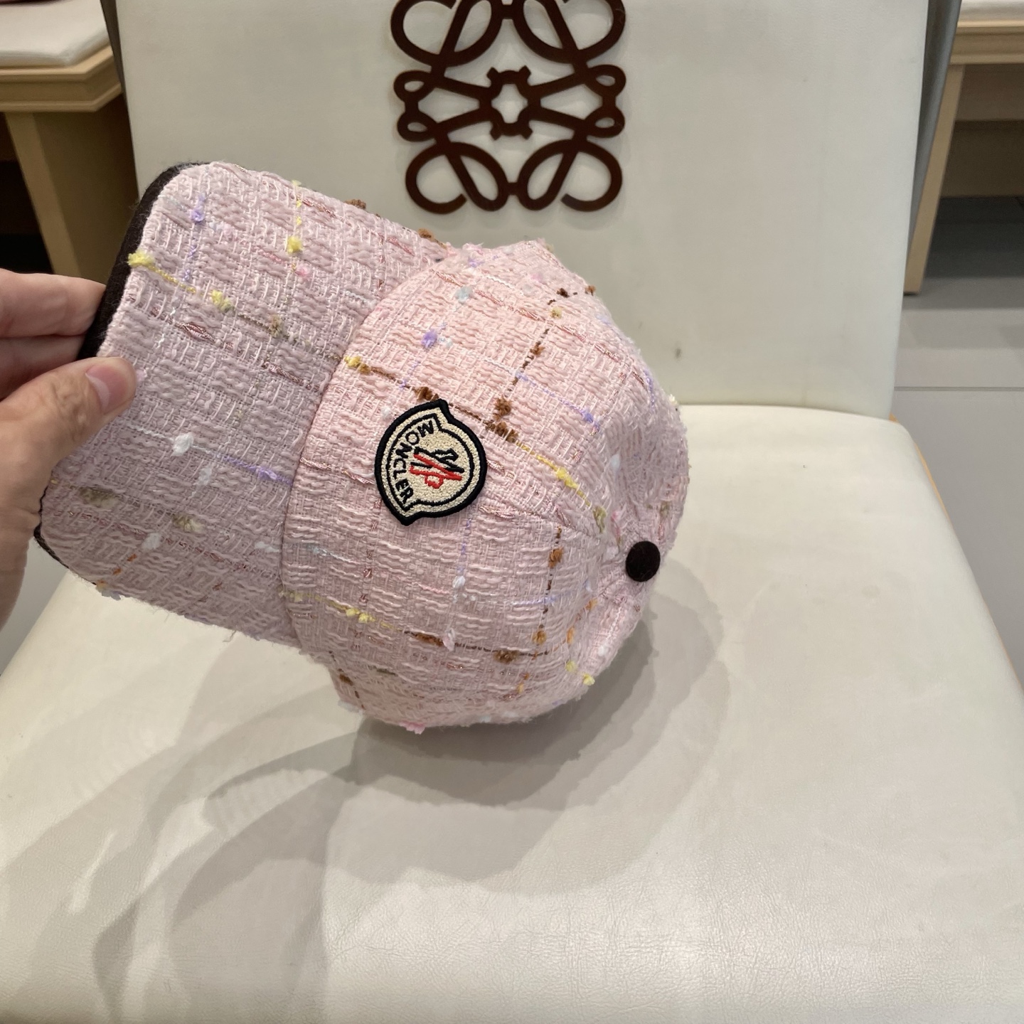  蒙口【MONCELER早秋新款简约网格纹棒球帽女网眼透气遮阳帽时尚百搭鸭舌帽潮男