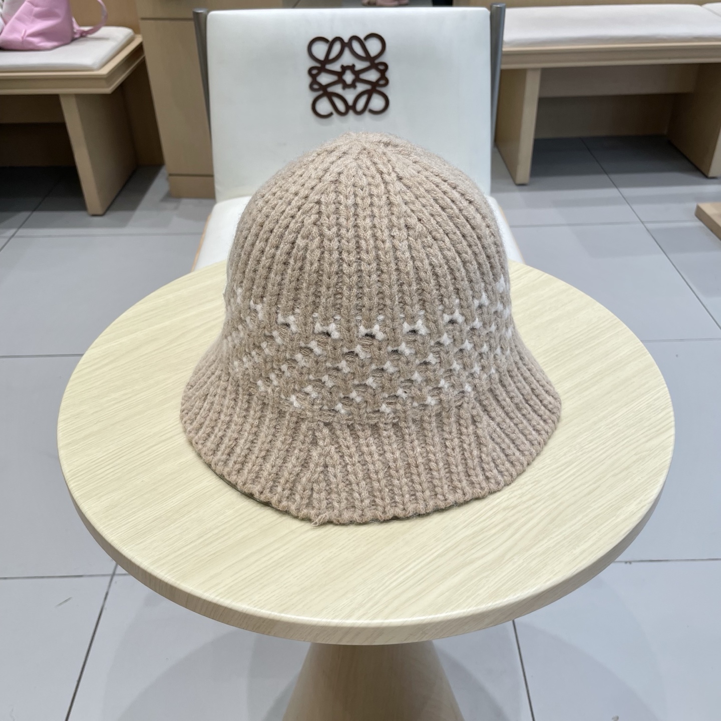   蒙口【MONCELER秋冬新款毛线渔夫帽条纹拼色百搭针织帽盆帽保暖