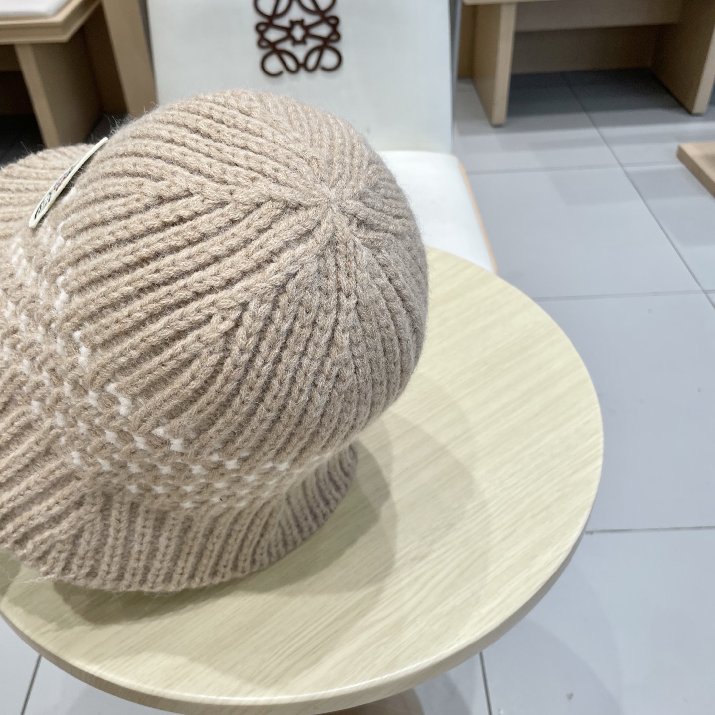   蒙口【MONCELER秋冬新款毛线渔夫帽条纹拼色百搭针织帽盆帽保暖