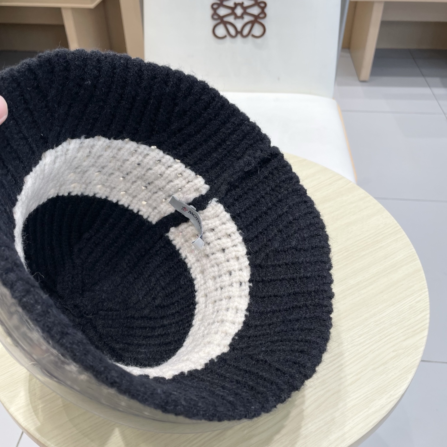   蒙口【MONCELER秋冬新款毛线渔夫帽条纹拼色百搭针织帽盆帽保暖