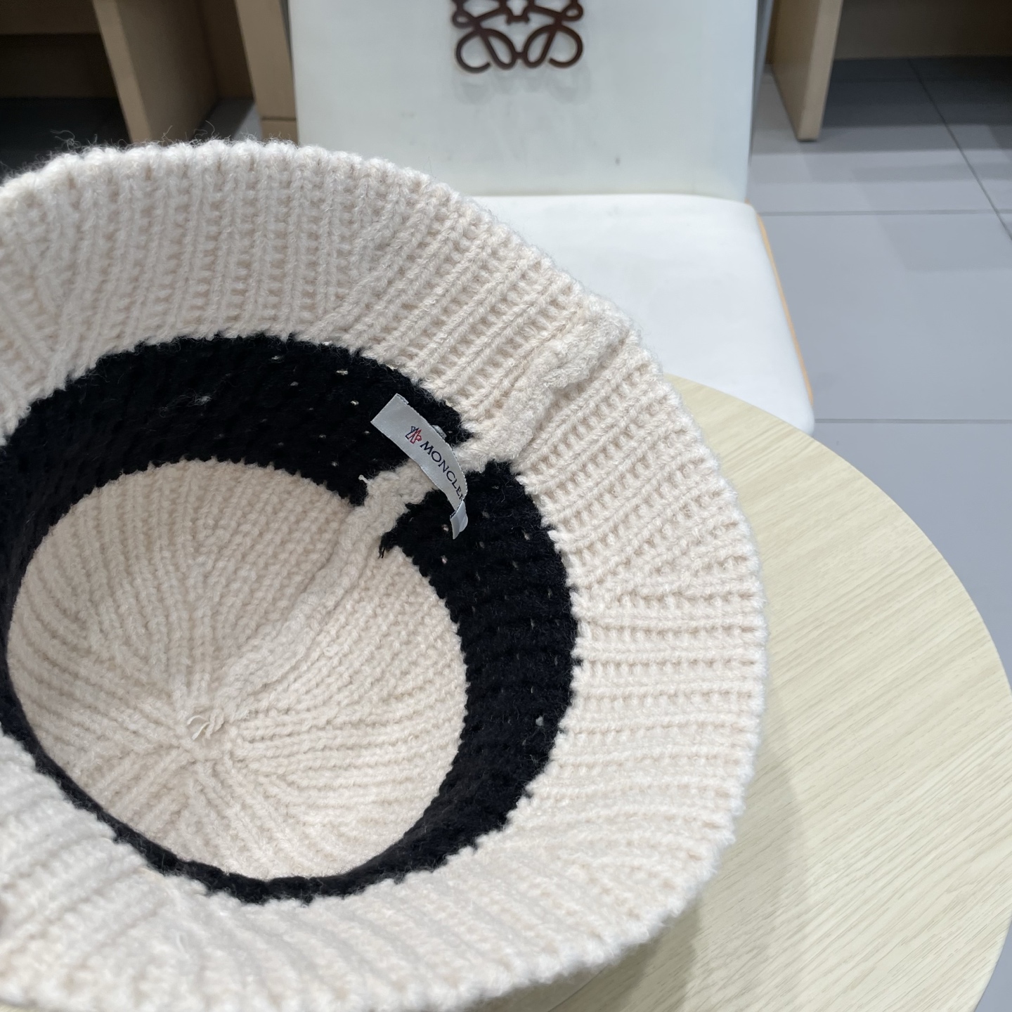   蒙口【MONCELER秋冬新款毛线渔夫帽条纹拼色百搭针织帽盆帽保暖