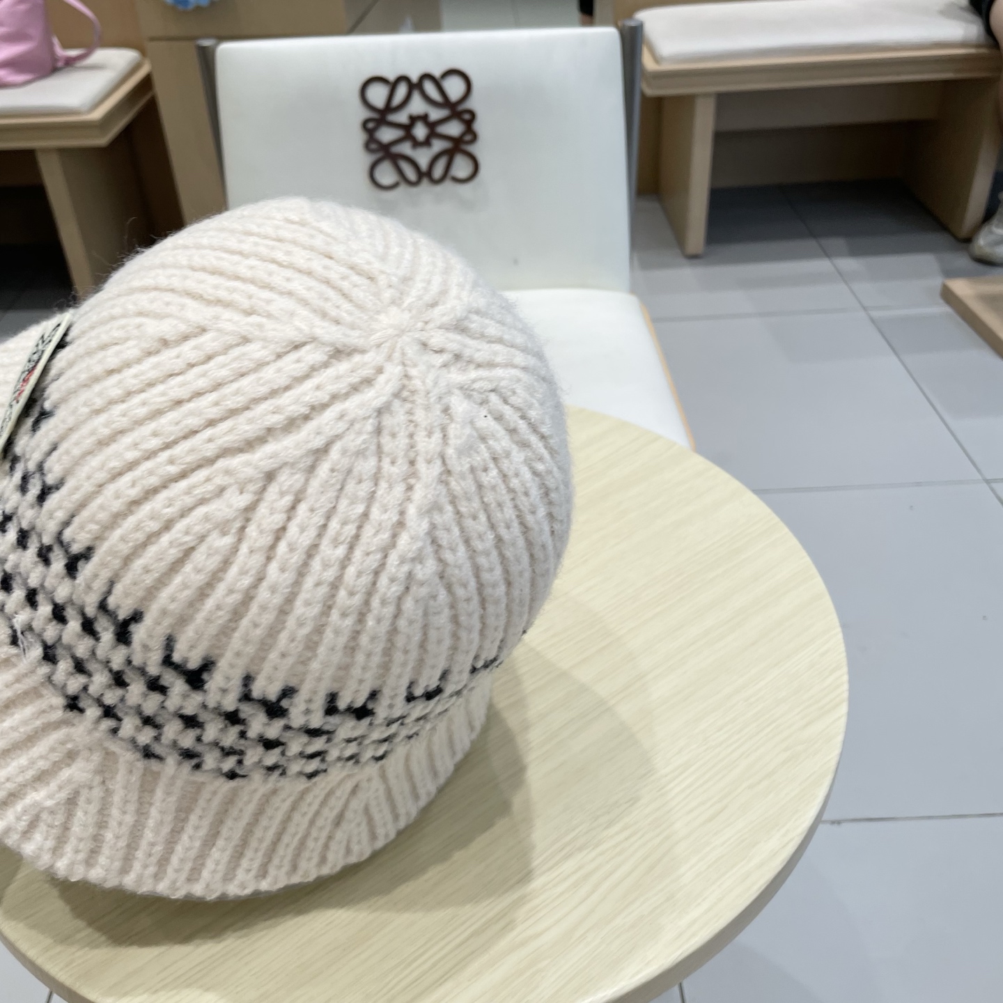   蒙口【MONCELER秋冬新款毛线渔夫帽条纹拼色百搭针织帽盆帽保暖