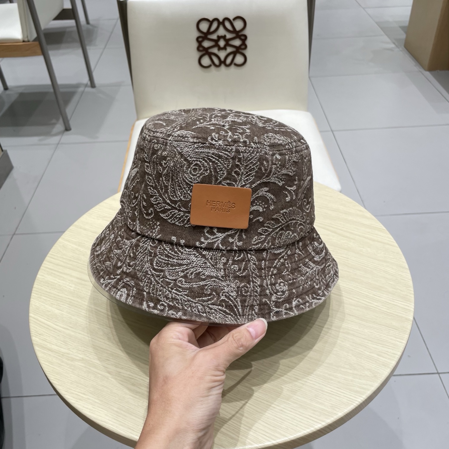 新款出货 HERMÈS (爱马仕暗印花牛仔渔夫帽街拍复古图腾英伦水洗加厚做旧遮阳百搭女式秋季