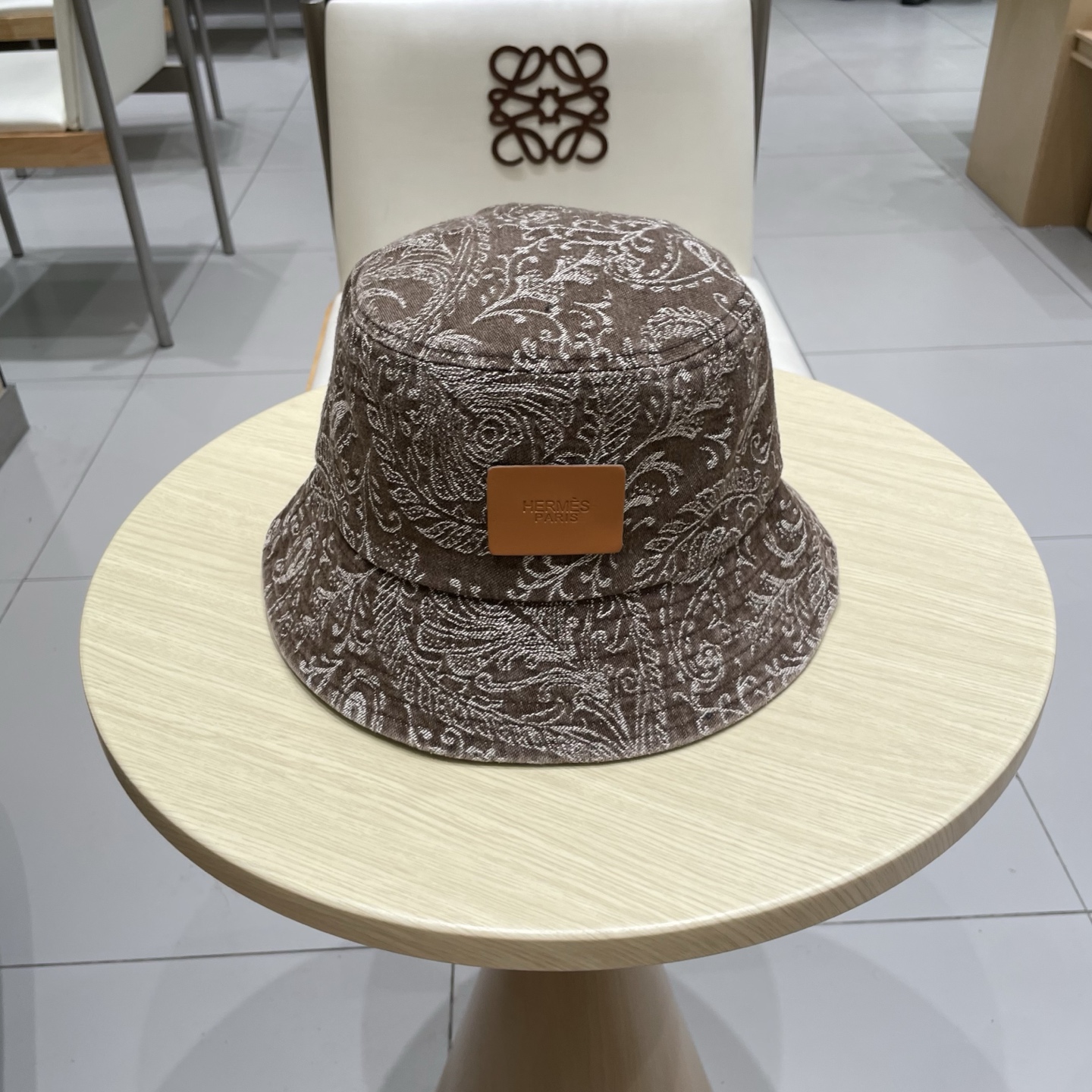 新款出货 HERMÈS (爱马仕暗印花牛仔渔夫帽街拍复古图腾英伦水洗加厚做旧遮阳百搭女式秋季